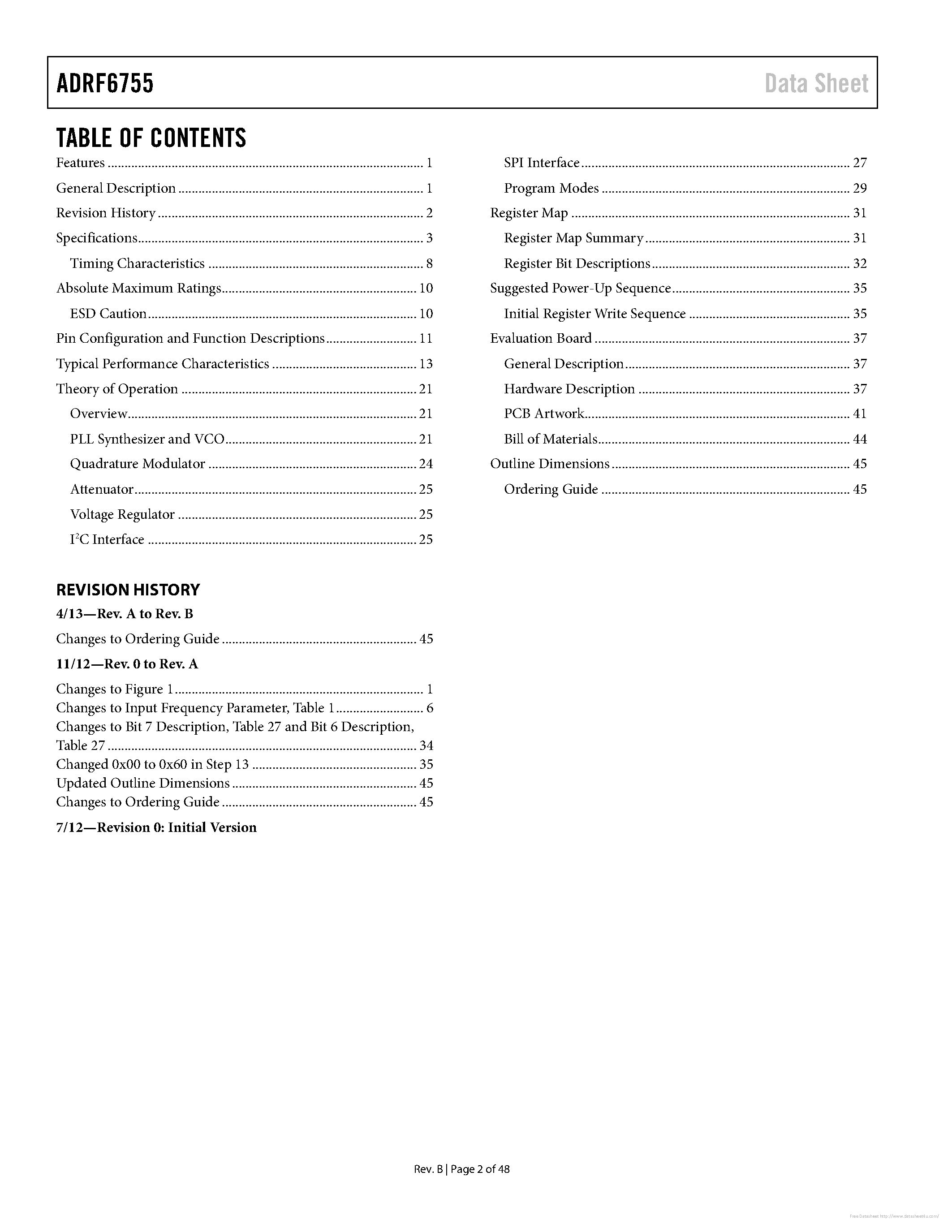 Даташит на микросхему ADRF6755 страница 2 Даташит ADRF6755 - страница 2