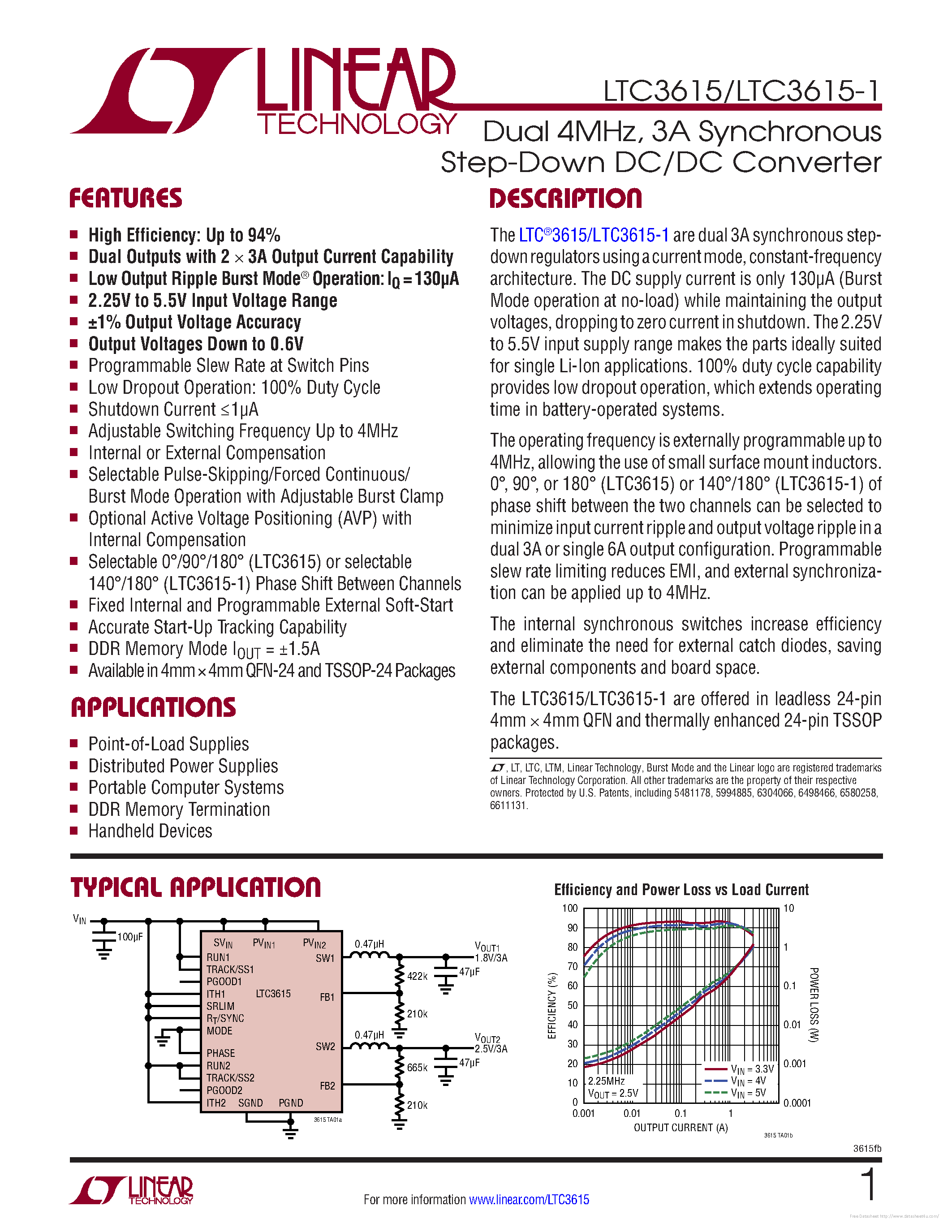 Datasheet LTC3615-1 page 1 Datasheet LTC3615-1 - page 1