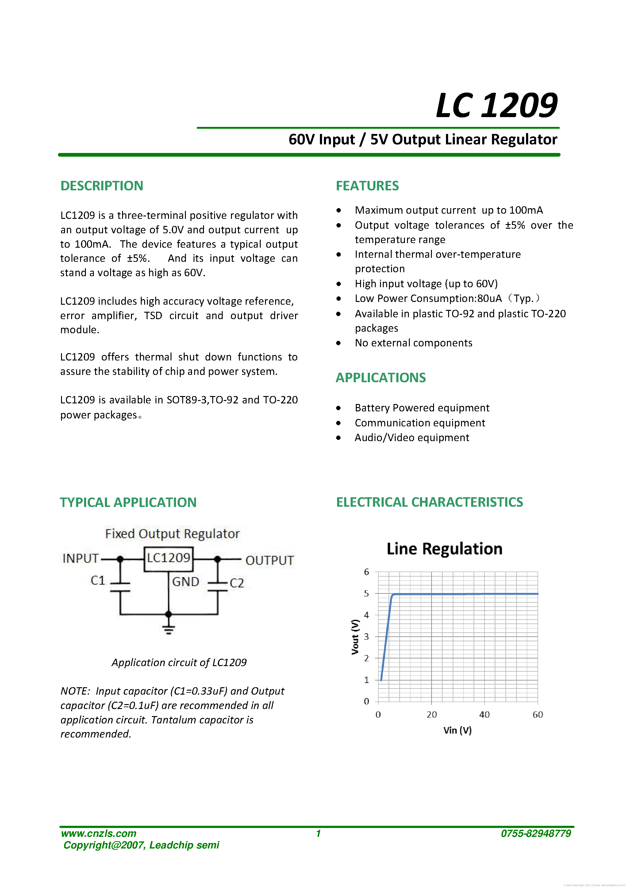 Даташит LC1209 - страница 1