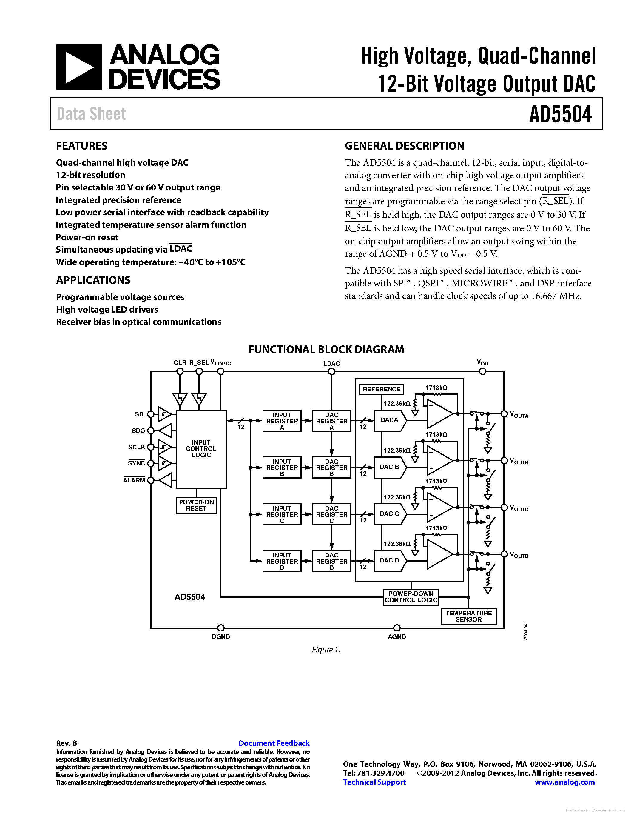 Datasheet AD5504 page 1 Datasheet AD5504 - page 1