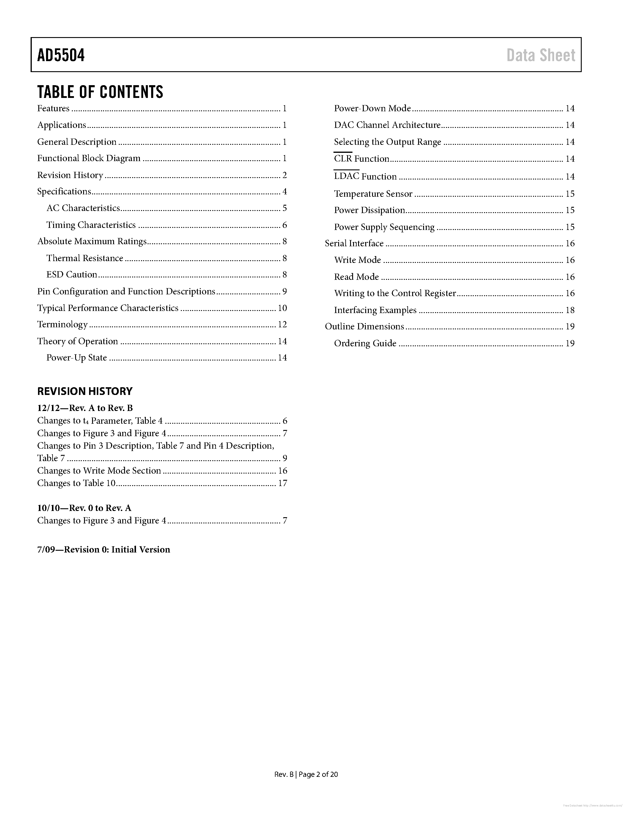 Datasheet AD5504 page 2 Datasheet AD5504 - page 2