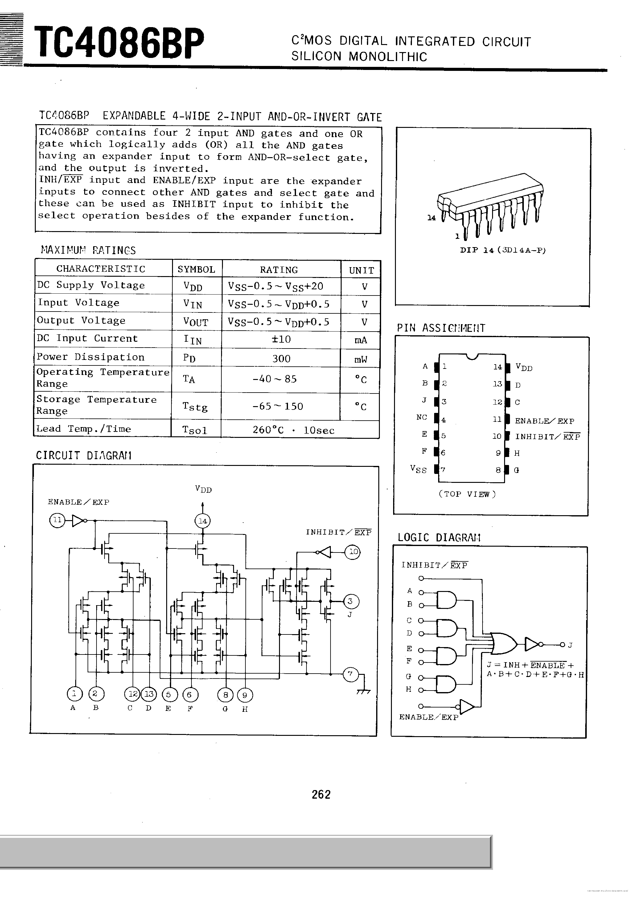 Datasheet TC4086BP page 1 Datasheet TC4086BP - page 1