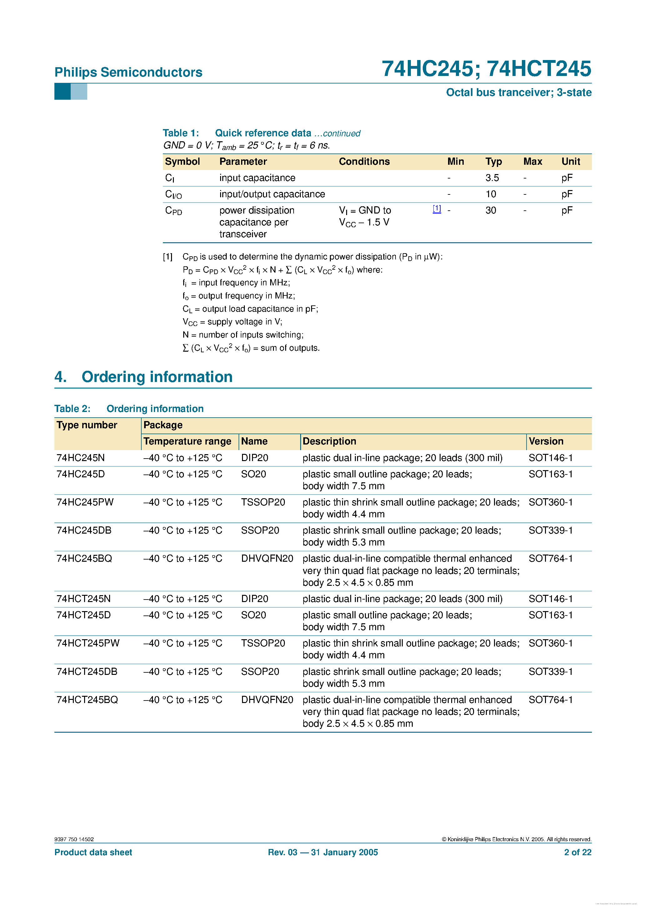 Datasheet 74HC245 - page 2