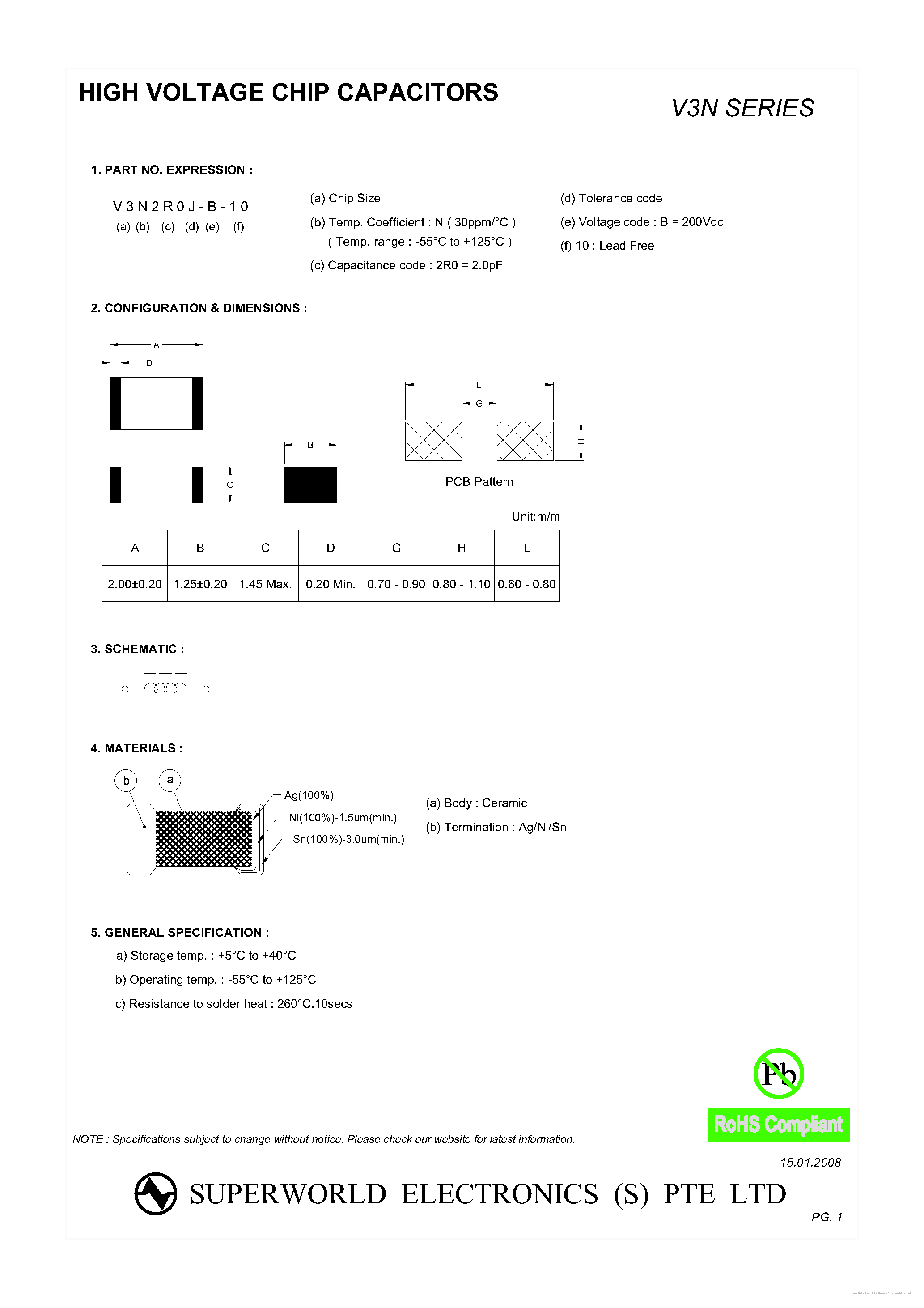 Datasheet V3N100-B-10 page 1 Datasheet V3N100-B-10 - page 1