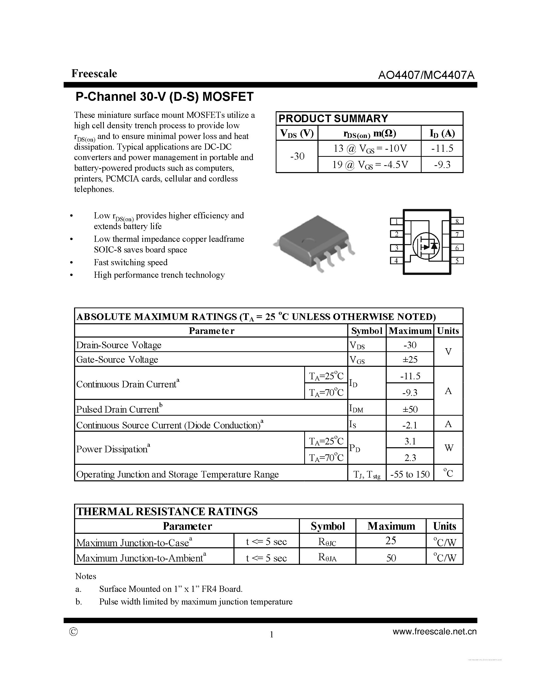 Даташит MC4407A - страница 1