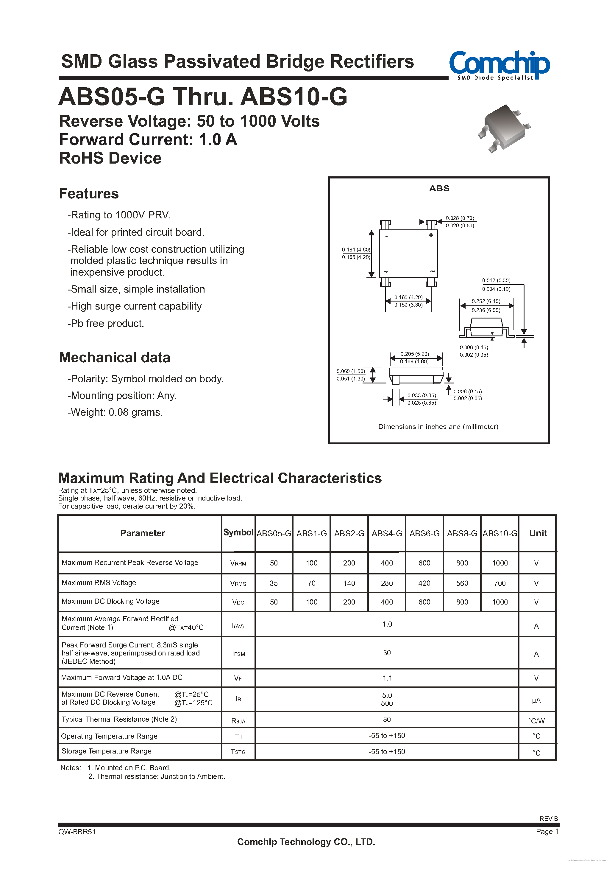 Даташит на микросхему ABS05-G страница 1 Даташит ABS05-G - страница 1