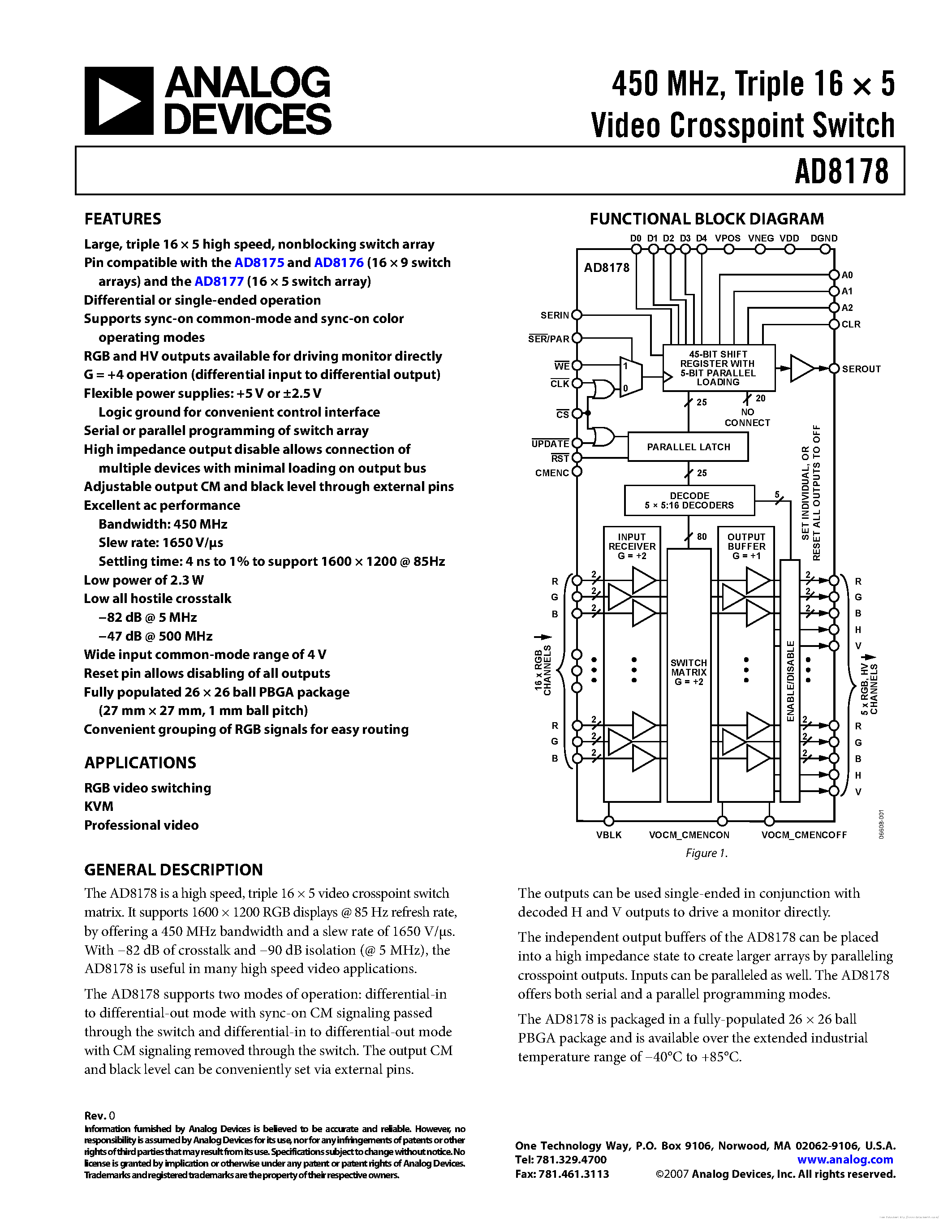 Datasheet AD8178 - page 1