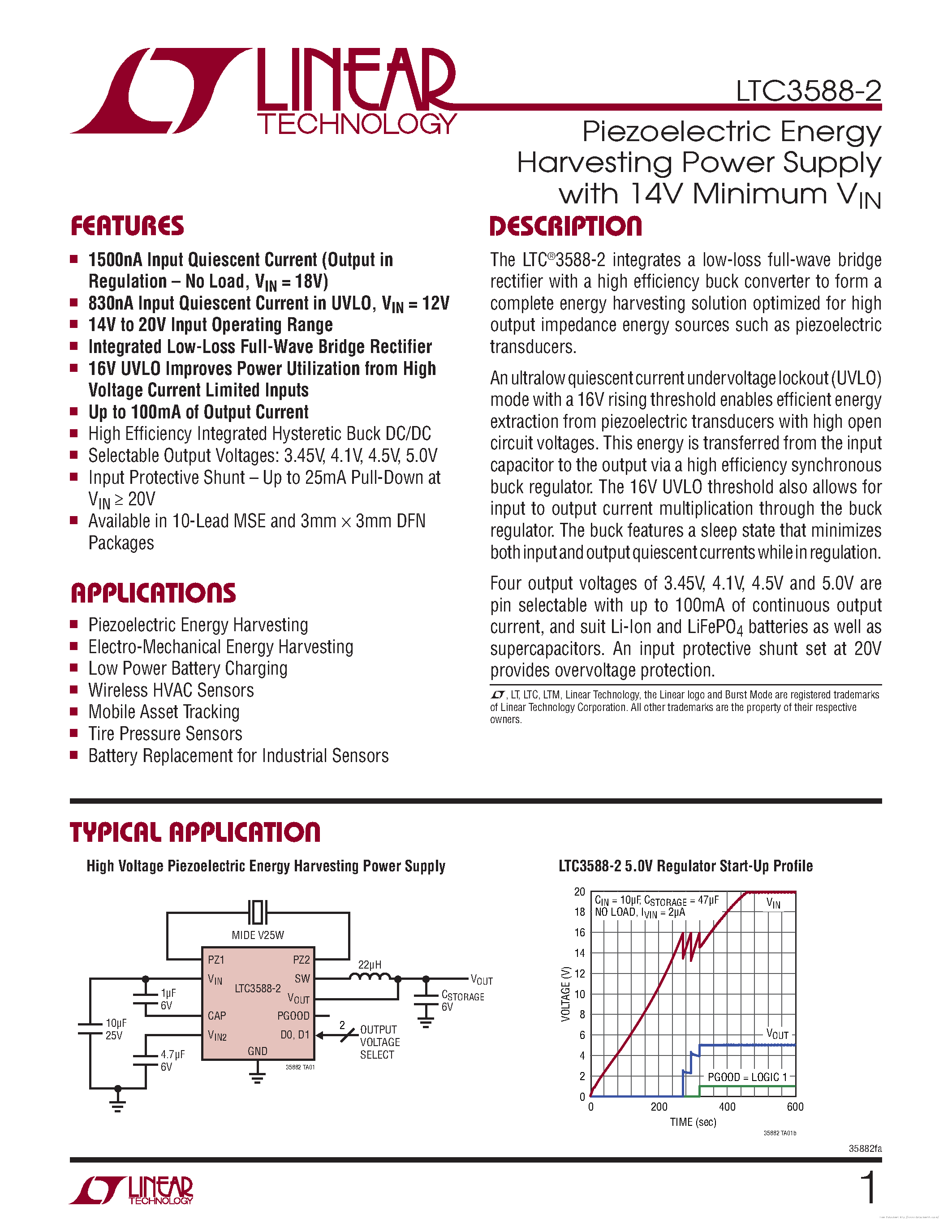Datasheet LTC3588-2 page 1 Datasheet LTC3588-2 - page 1