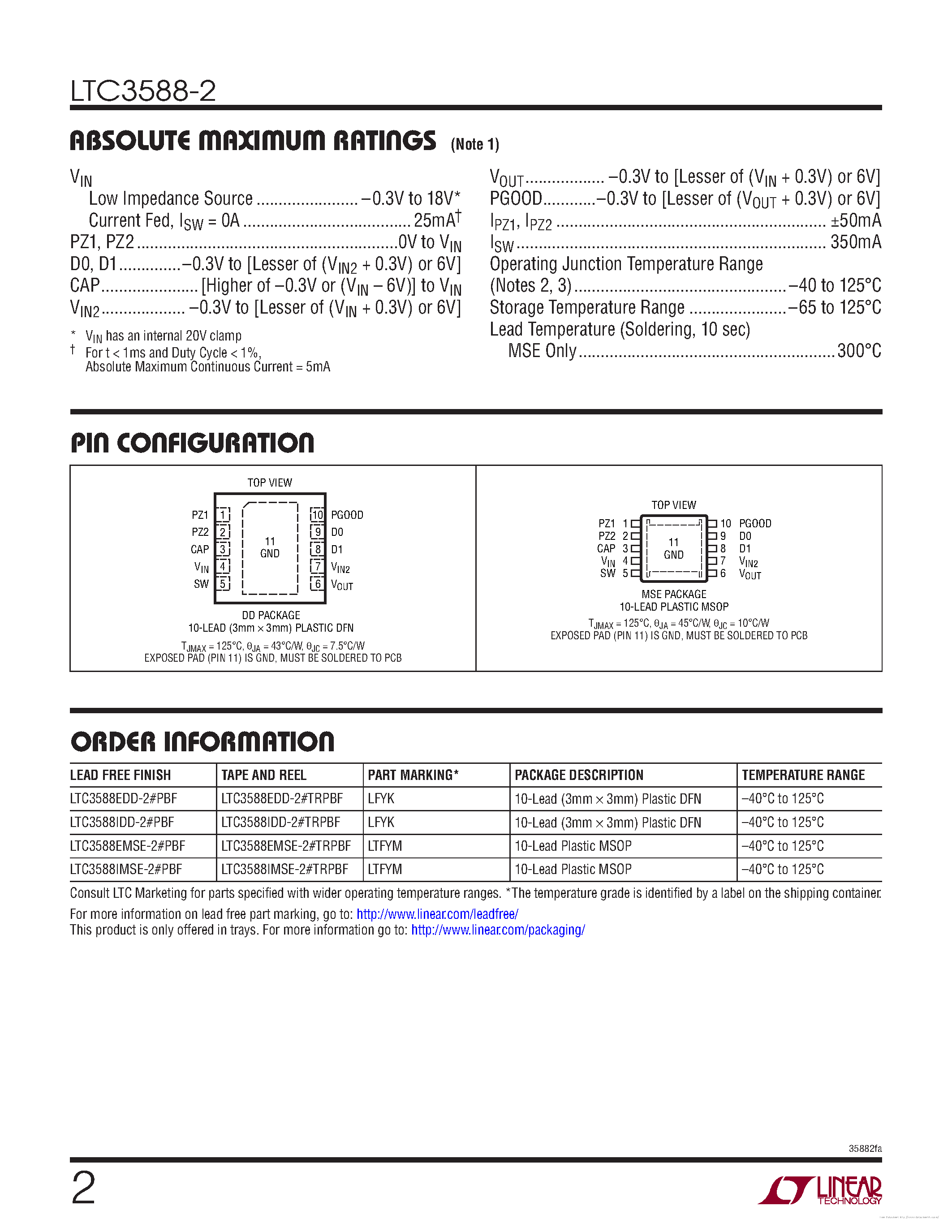Datasheet LTC3588-2 page 2 Datasheet LTC3588-2 - page 2