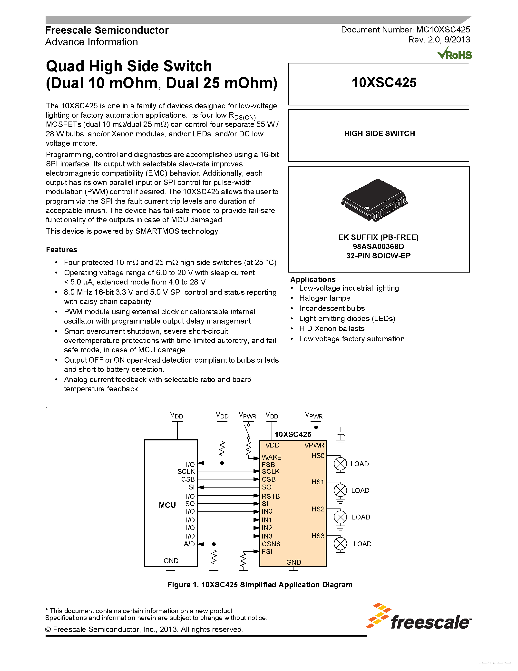 Datasheet MC10XSC425 page 1 Datasheet MC10XSC425 - page 1