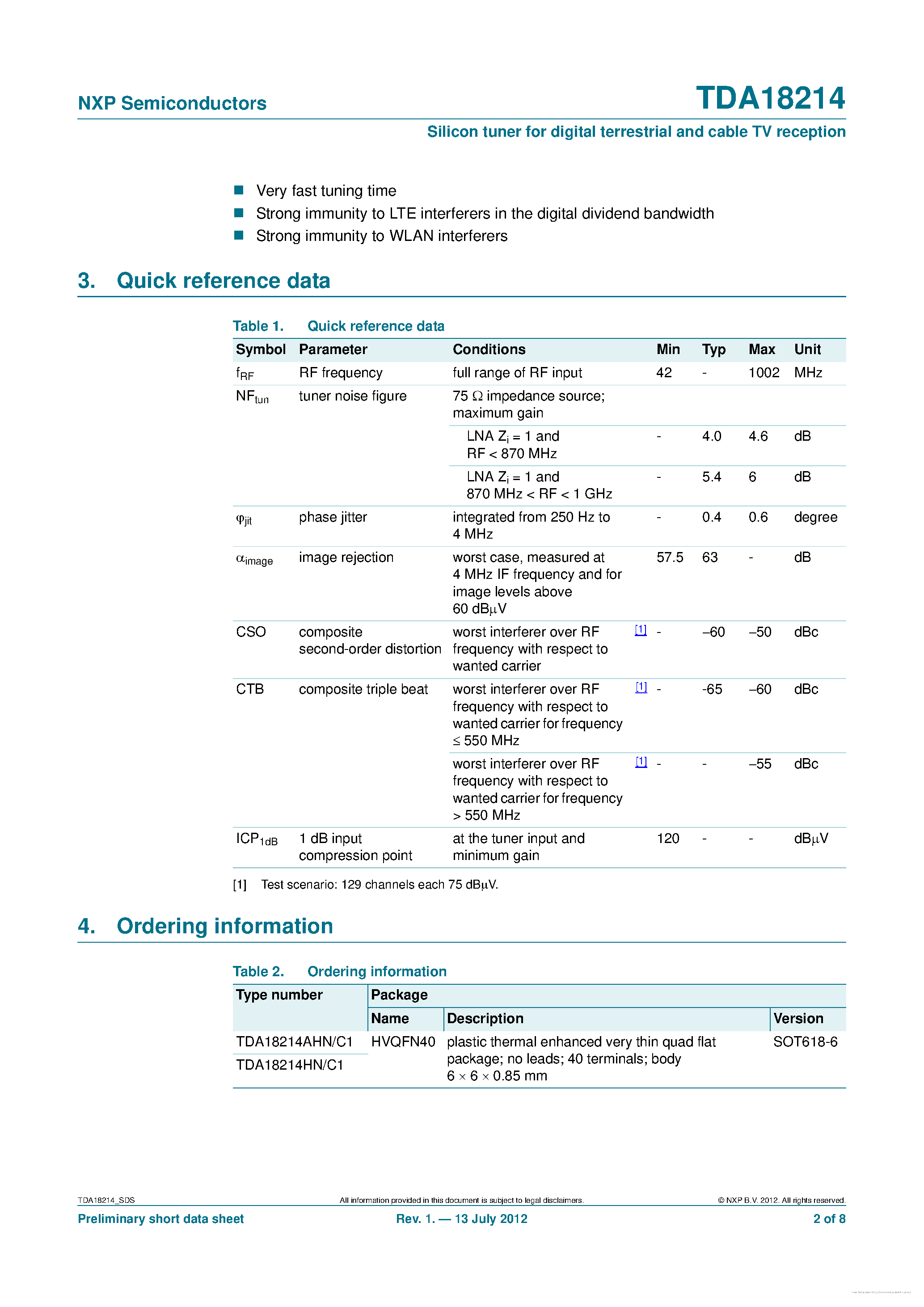 Datasheet TDA18214 - page 2