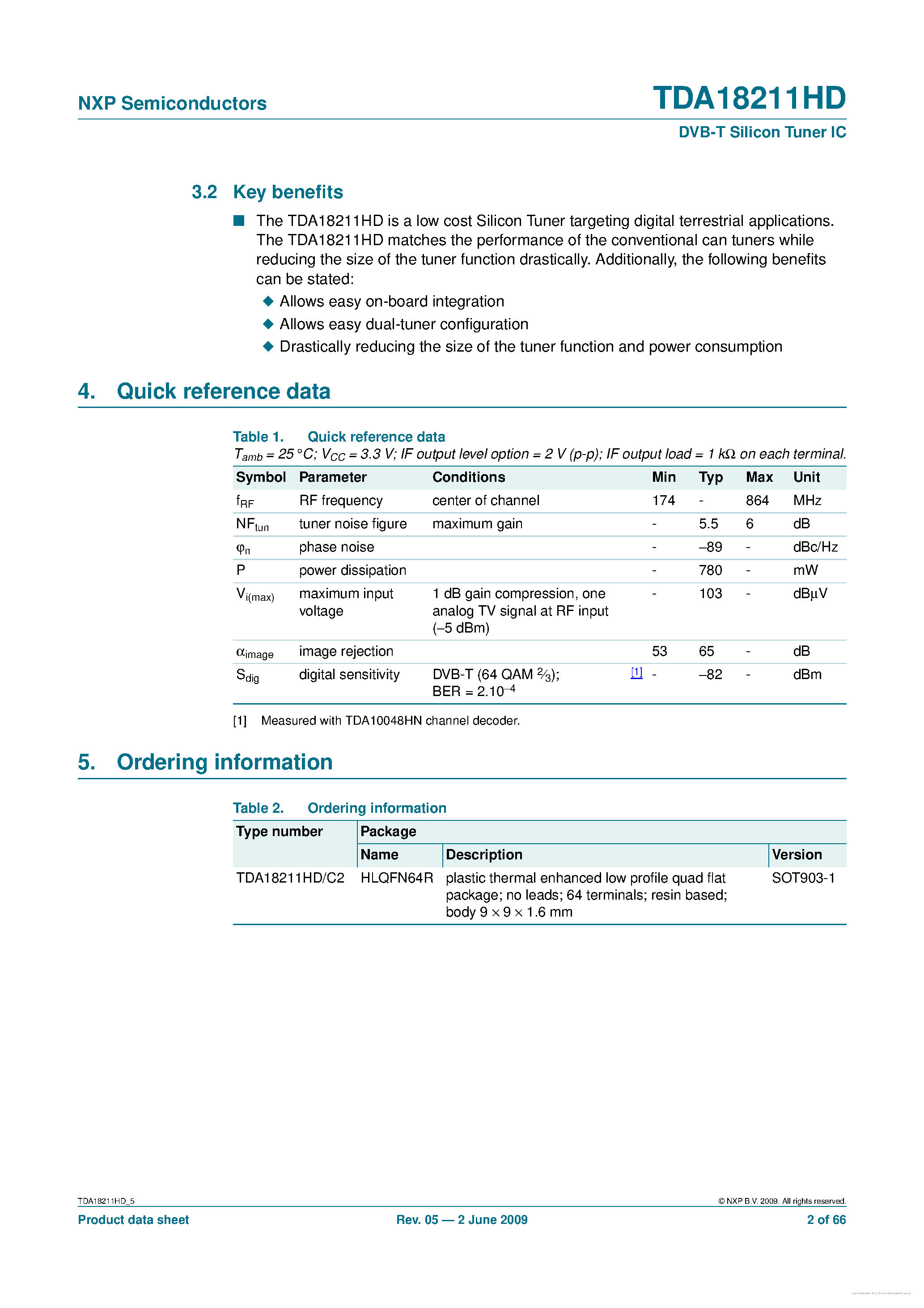 Datasheet TDA18211HD - page 2