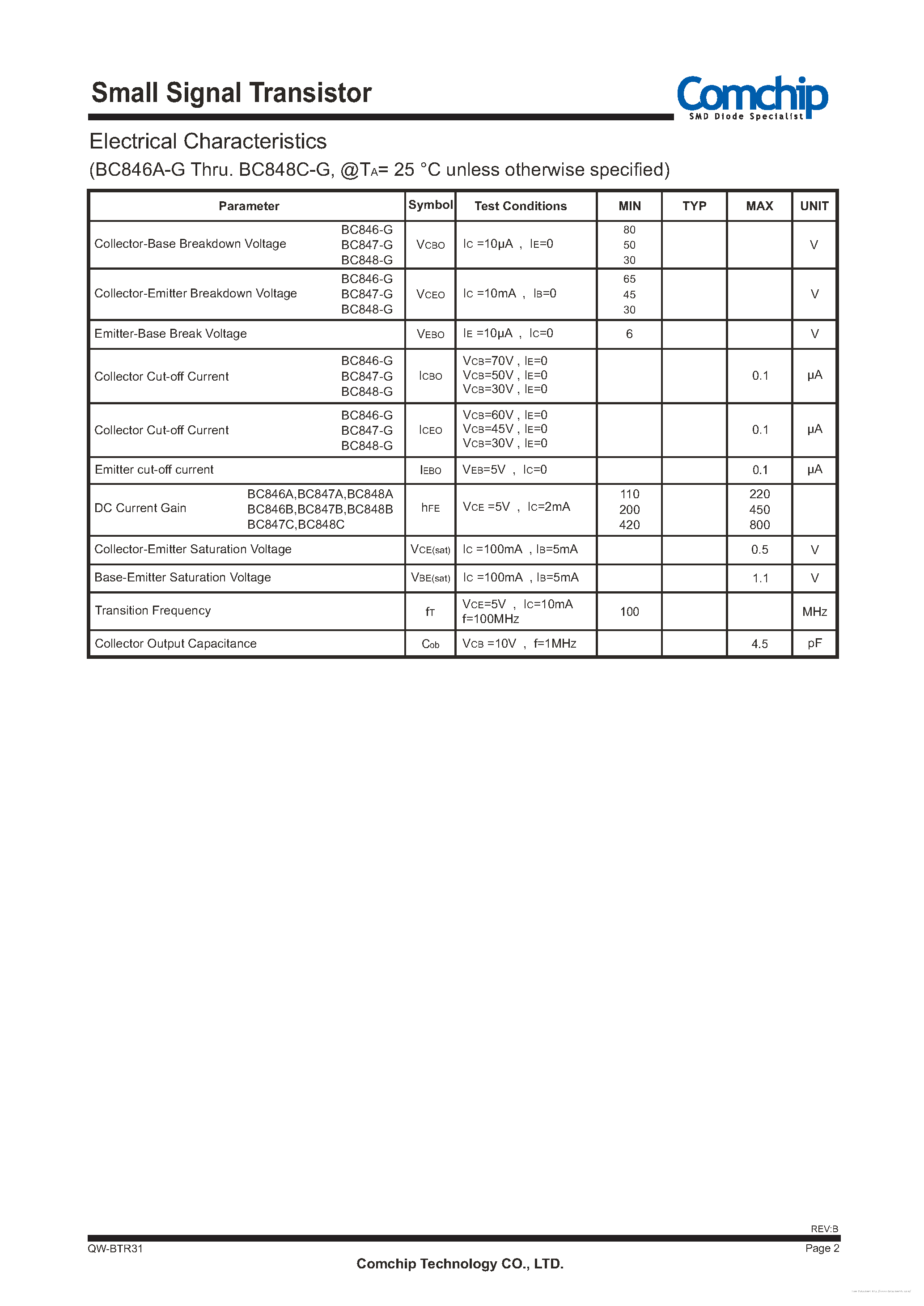 Даташит BC846-G - страница 2