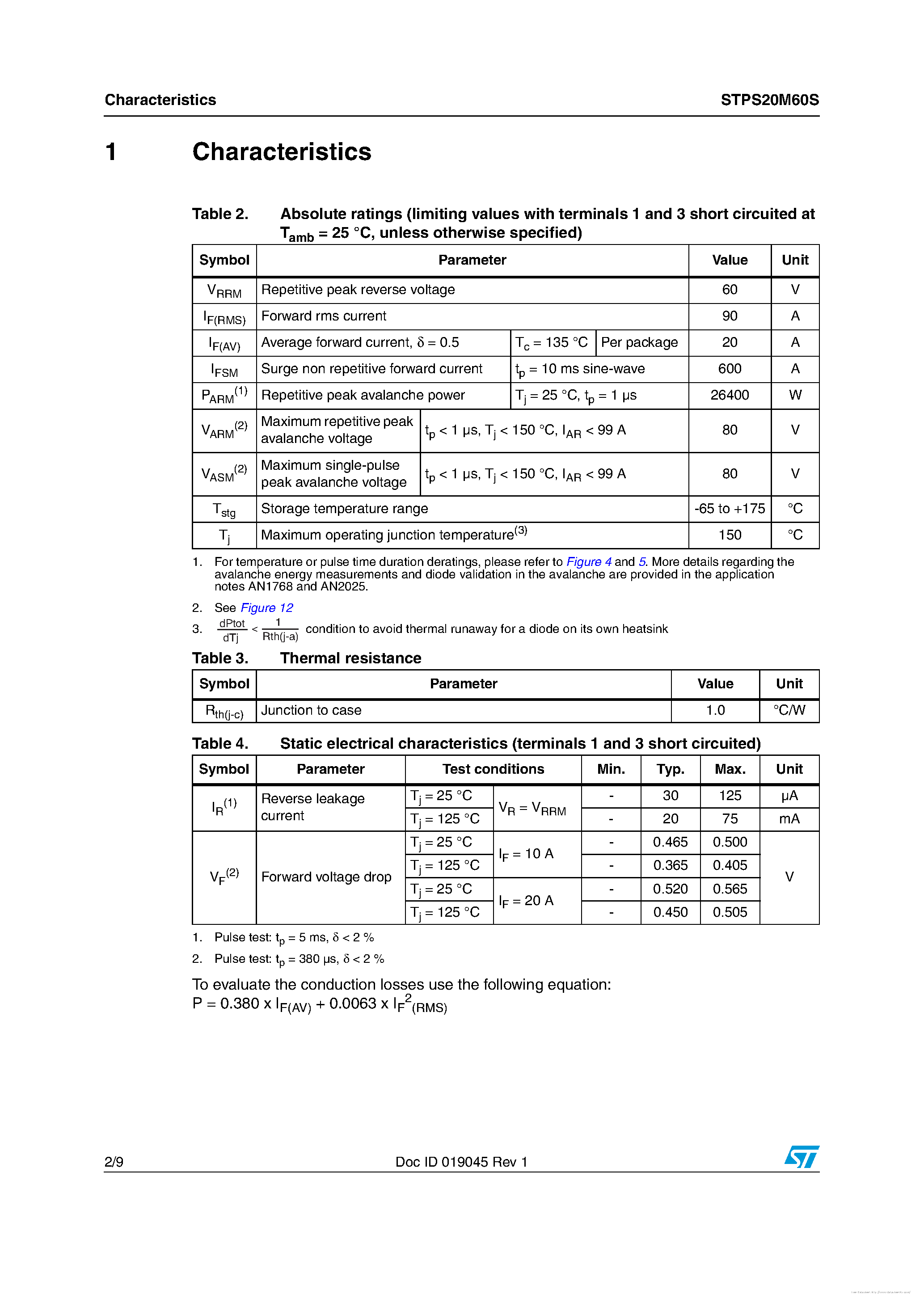 Datasheet STPS20M60S - page 2