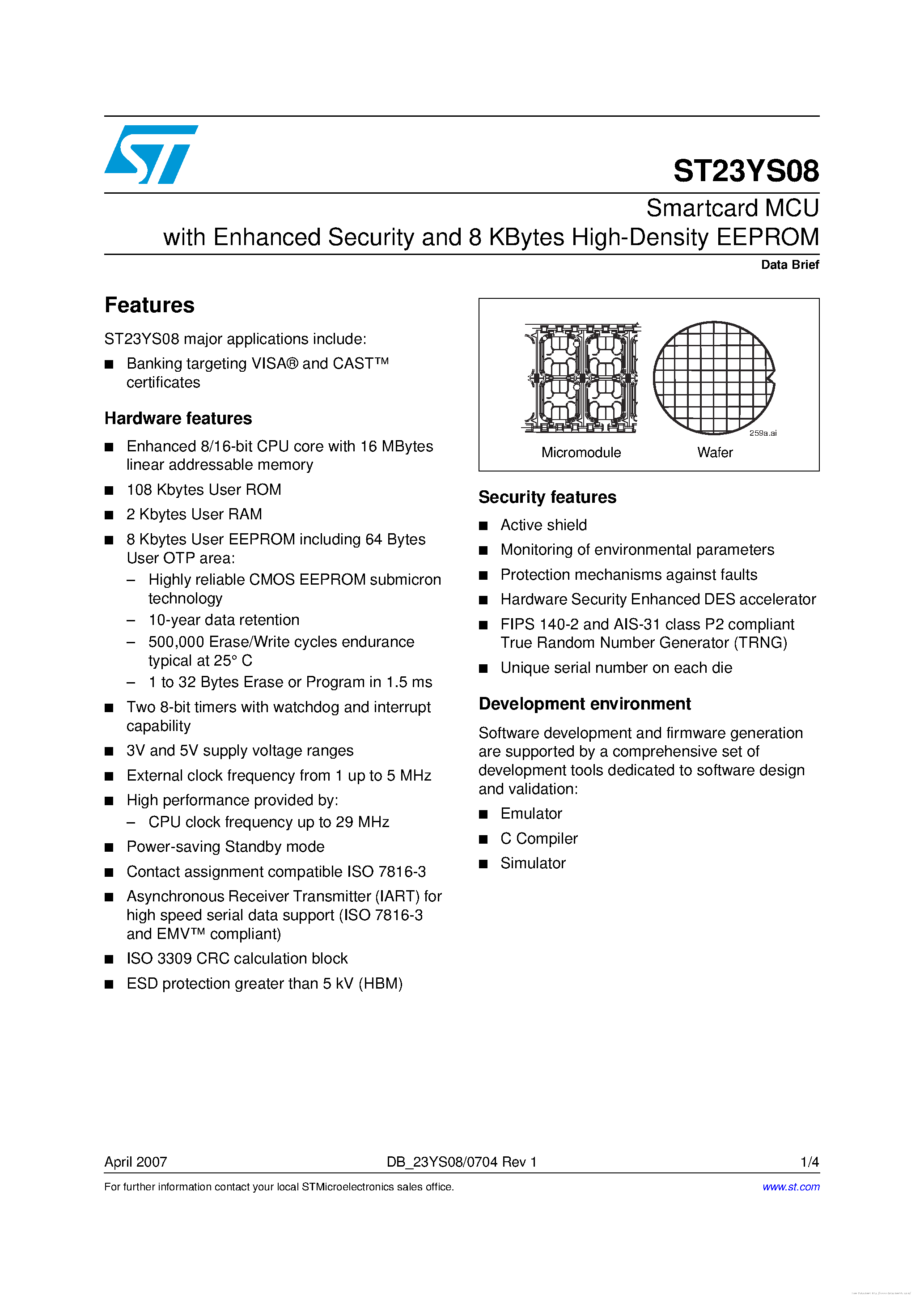 Datasheet ST23YS08 - page 1