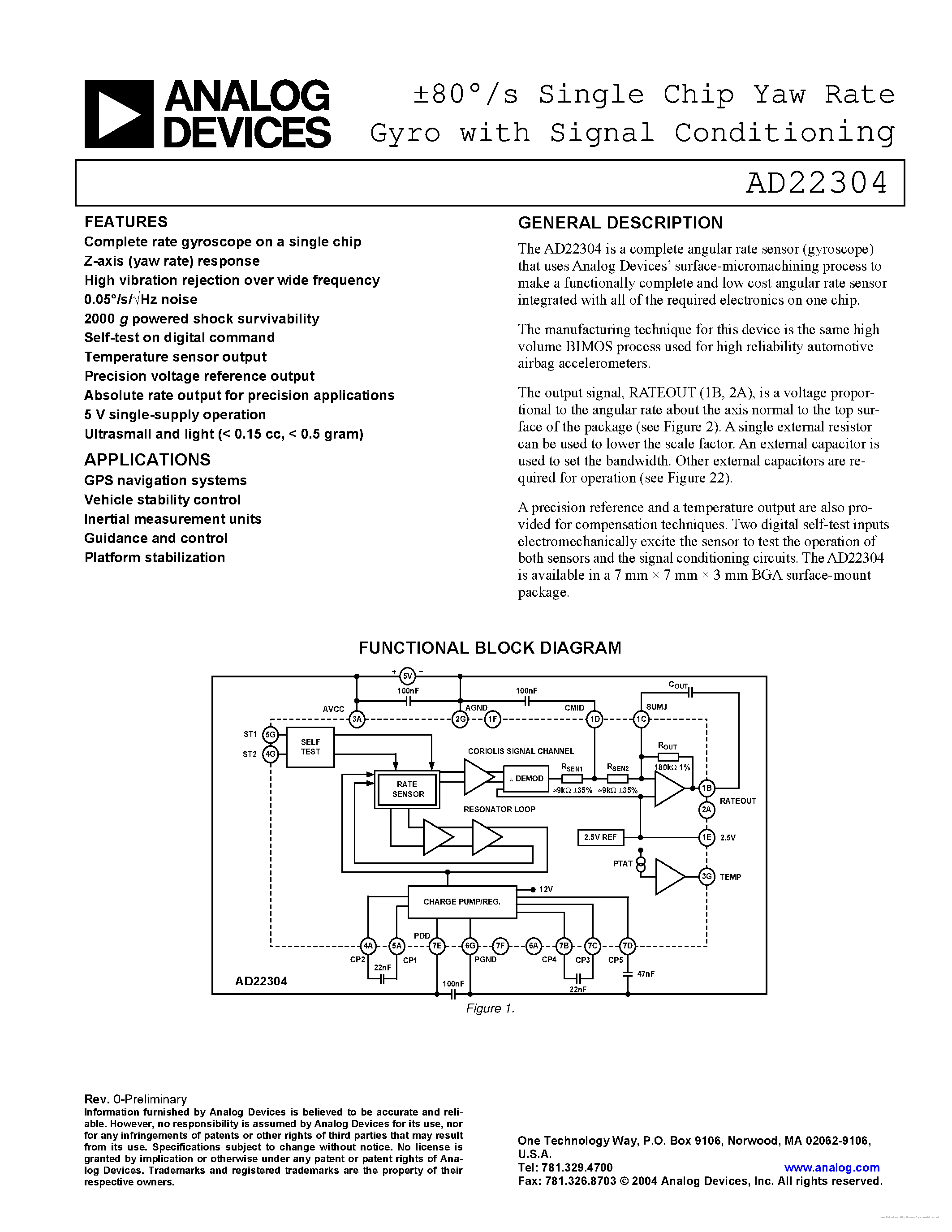 Даташит на микросхему AD22304 страница 1 Даташит AD22304 - страница 1