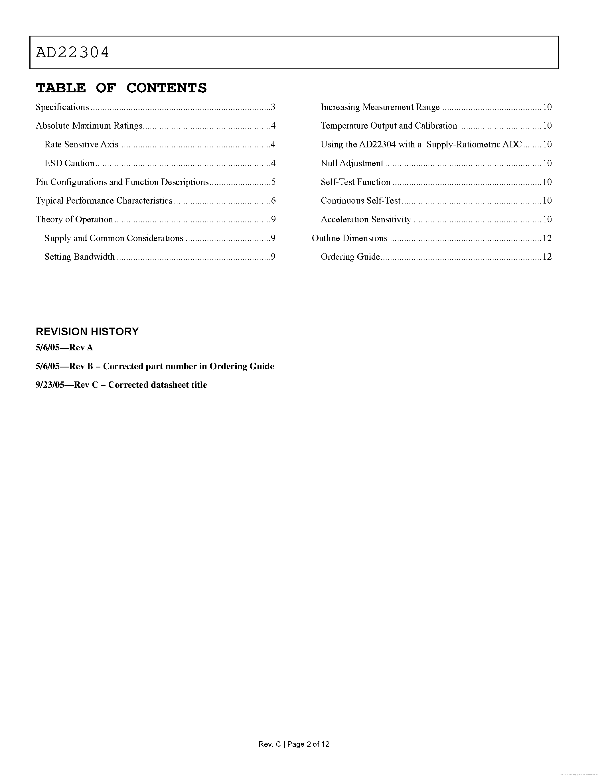 Даташит на микросхему AD22304 страница 2 Даташит AD22304 - страница 2