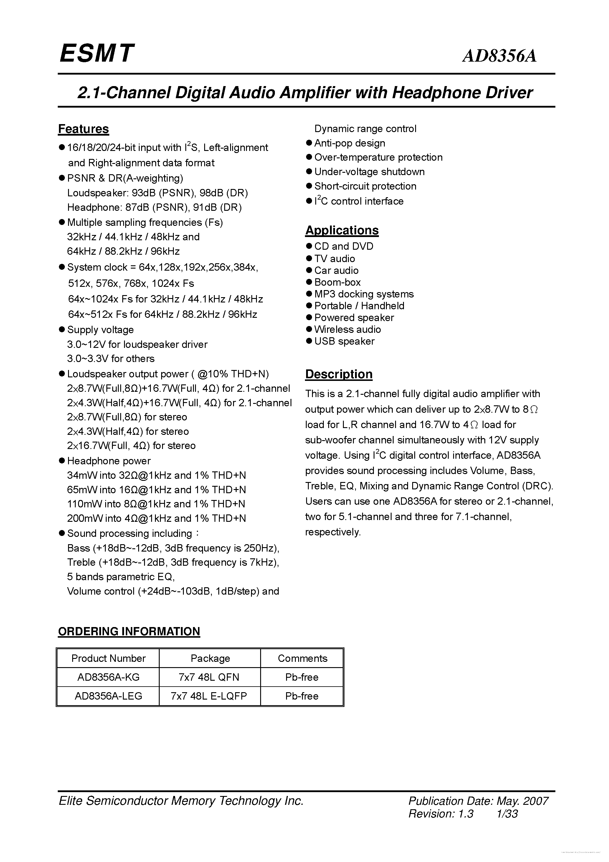 Datasheet AD8356A - page 1