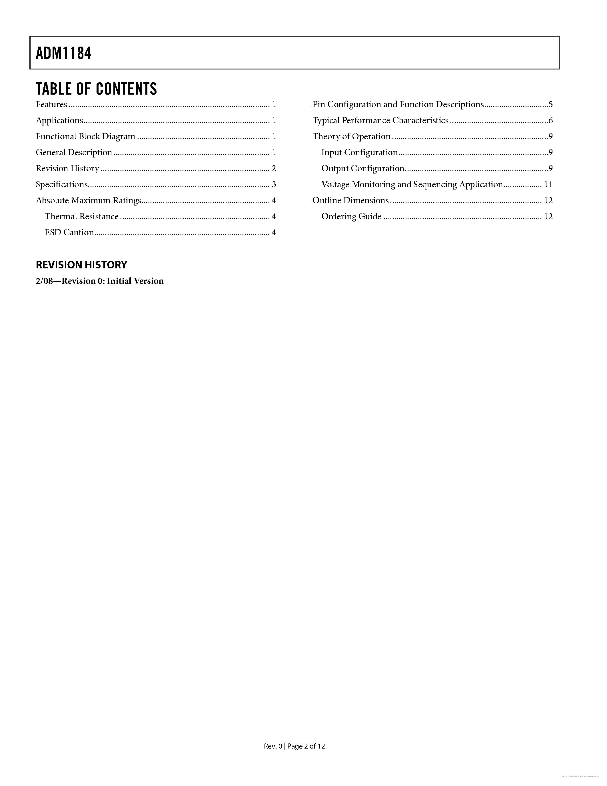 Даташит ADM1184 - страница 2