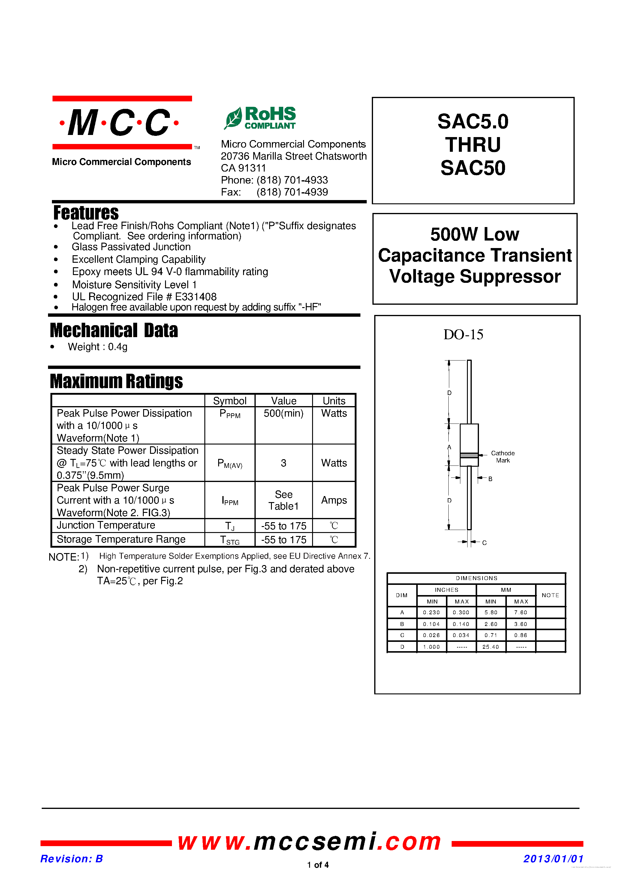 Datasheet SAC10 - page 1