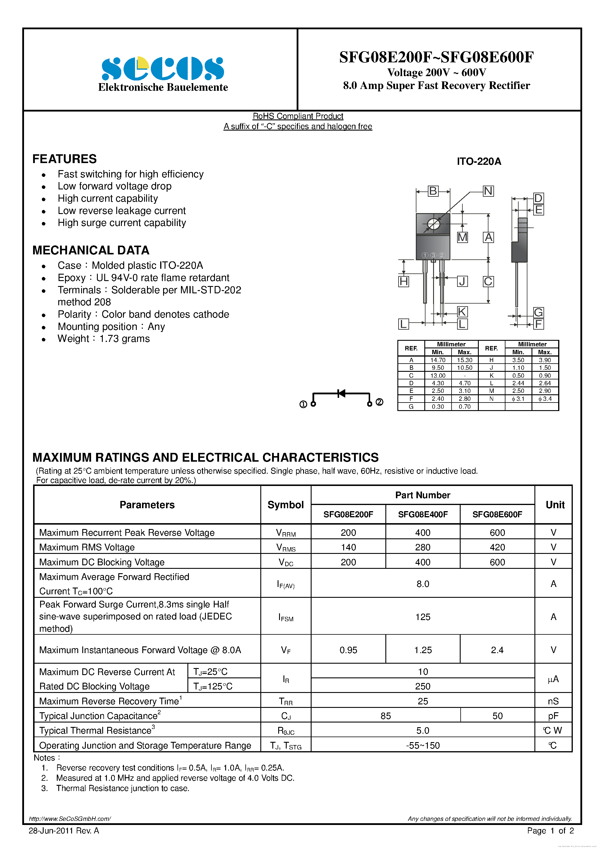 Datasheet SFG08E200F page 1 Datasheet SFG08E200F - page 1