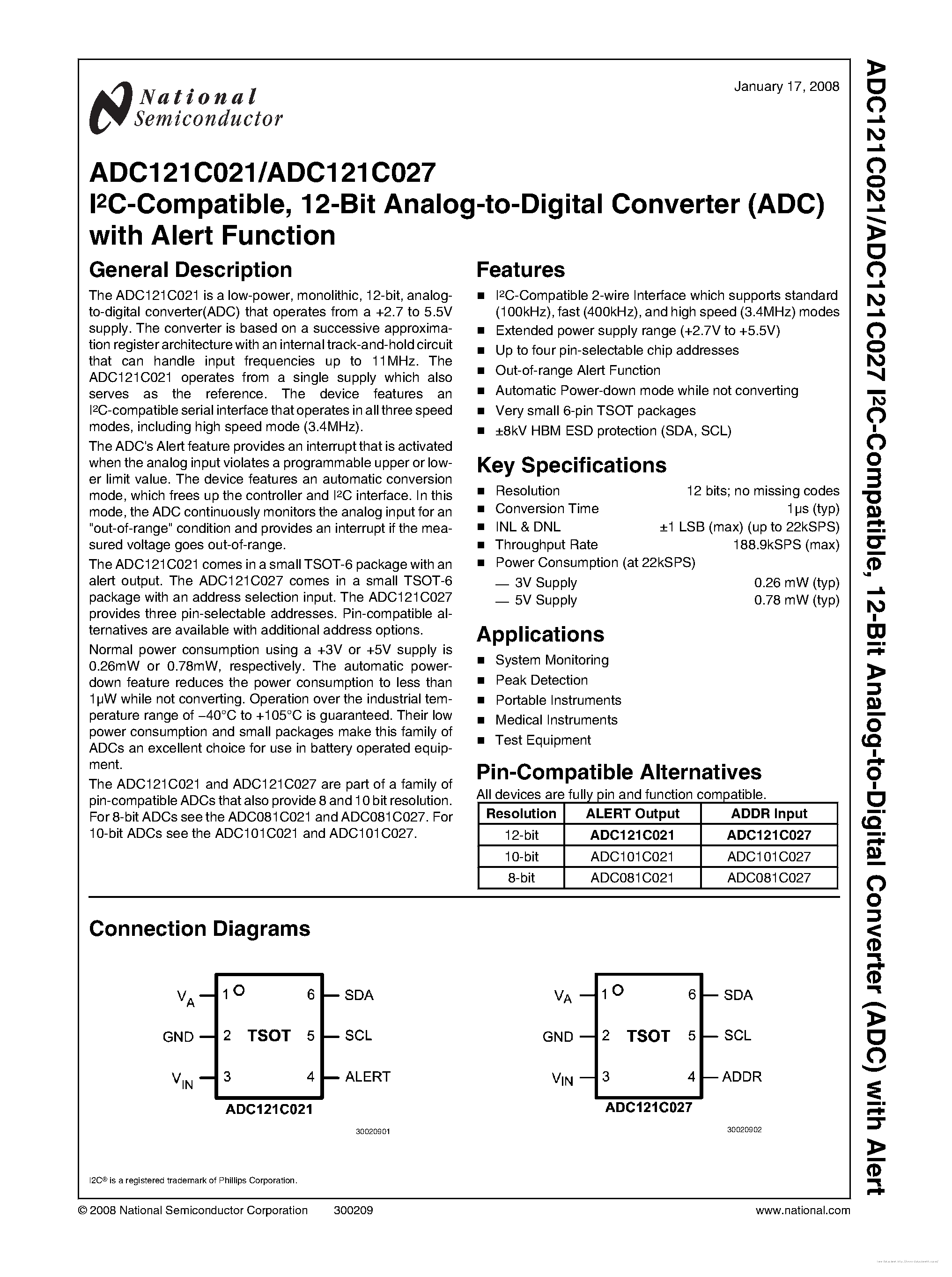 Datasheet ADC081C021 - page 1