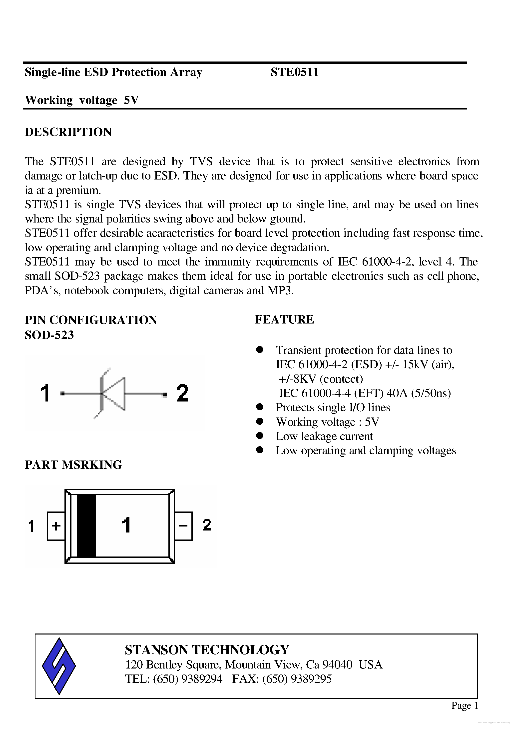Datasheet STE0511 - page 1