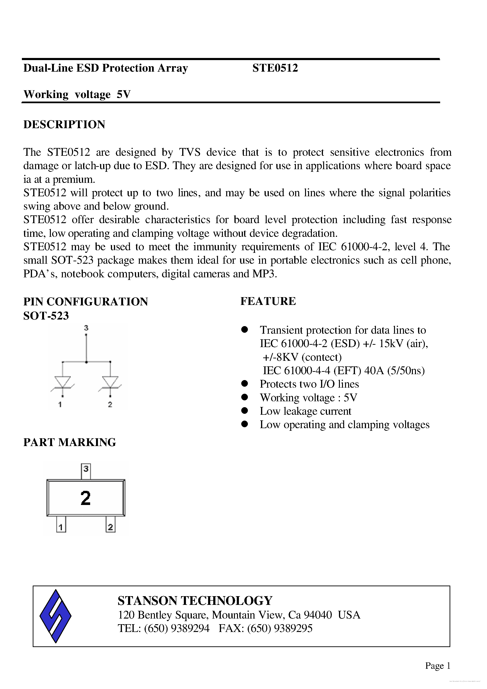 Datasheet STE0512 - page 1