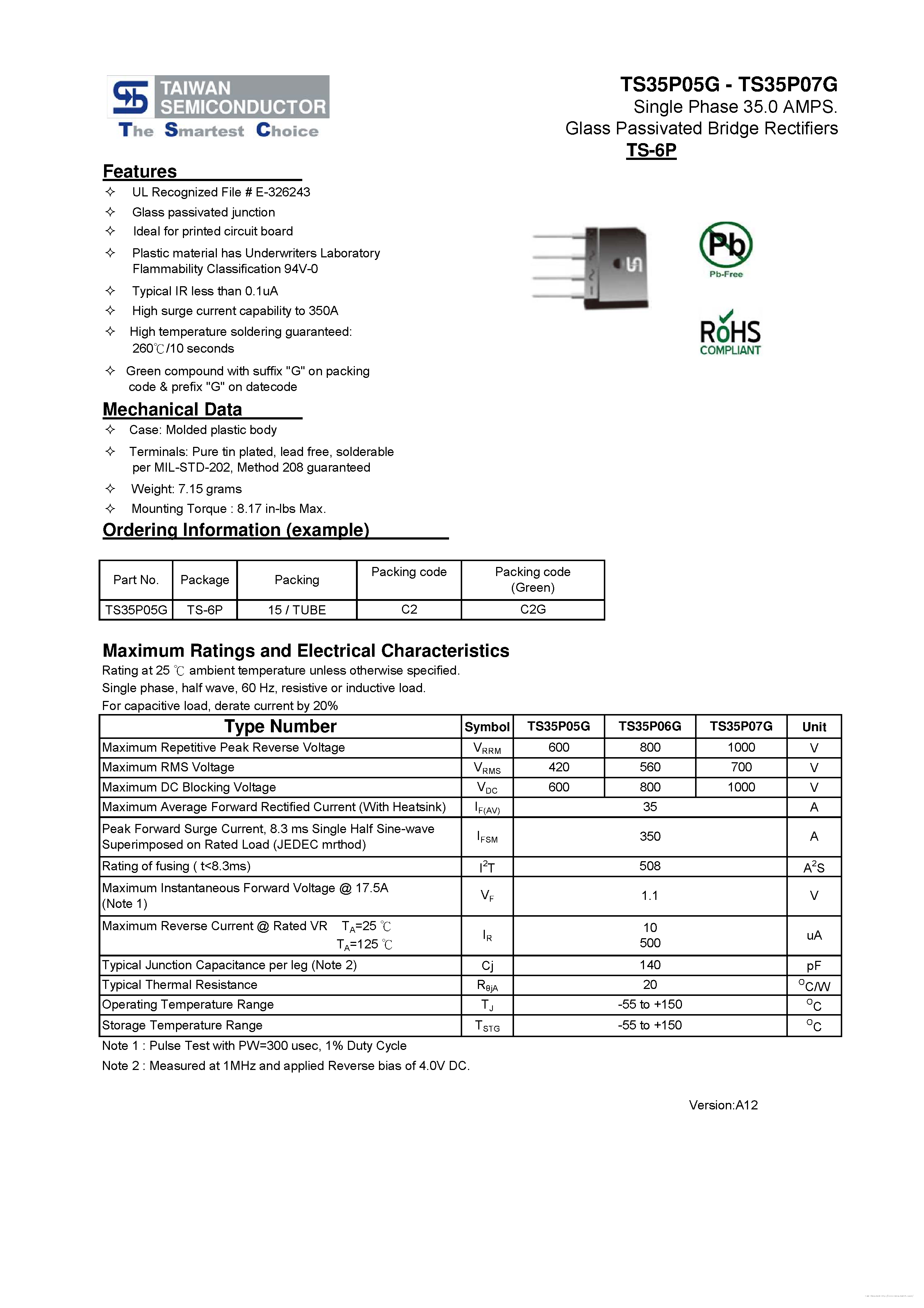 Datasheet TS35P05G - page 1