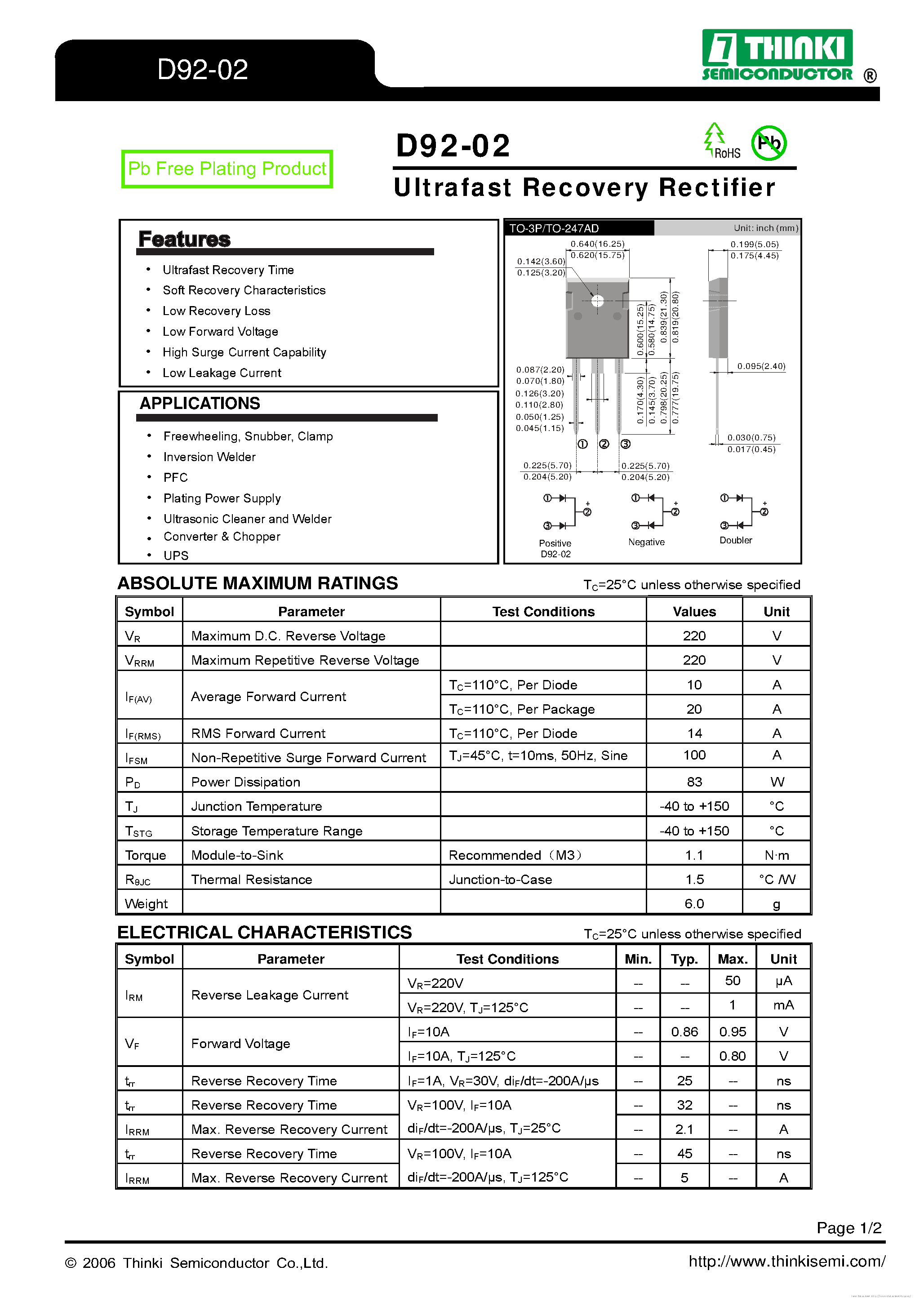 Даташит D92-02 - страница 1
