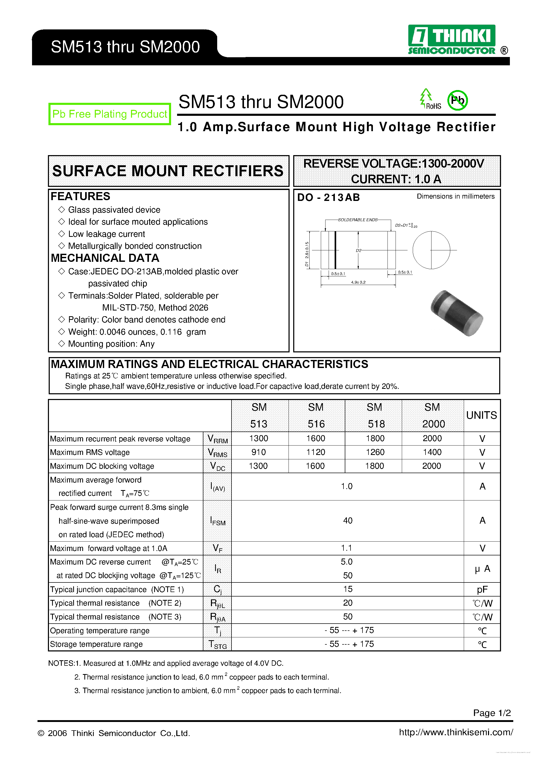 Datasheet SM513 - page 1