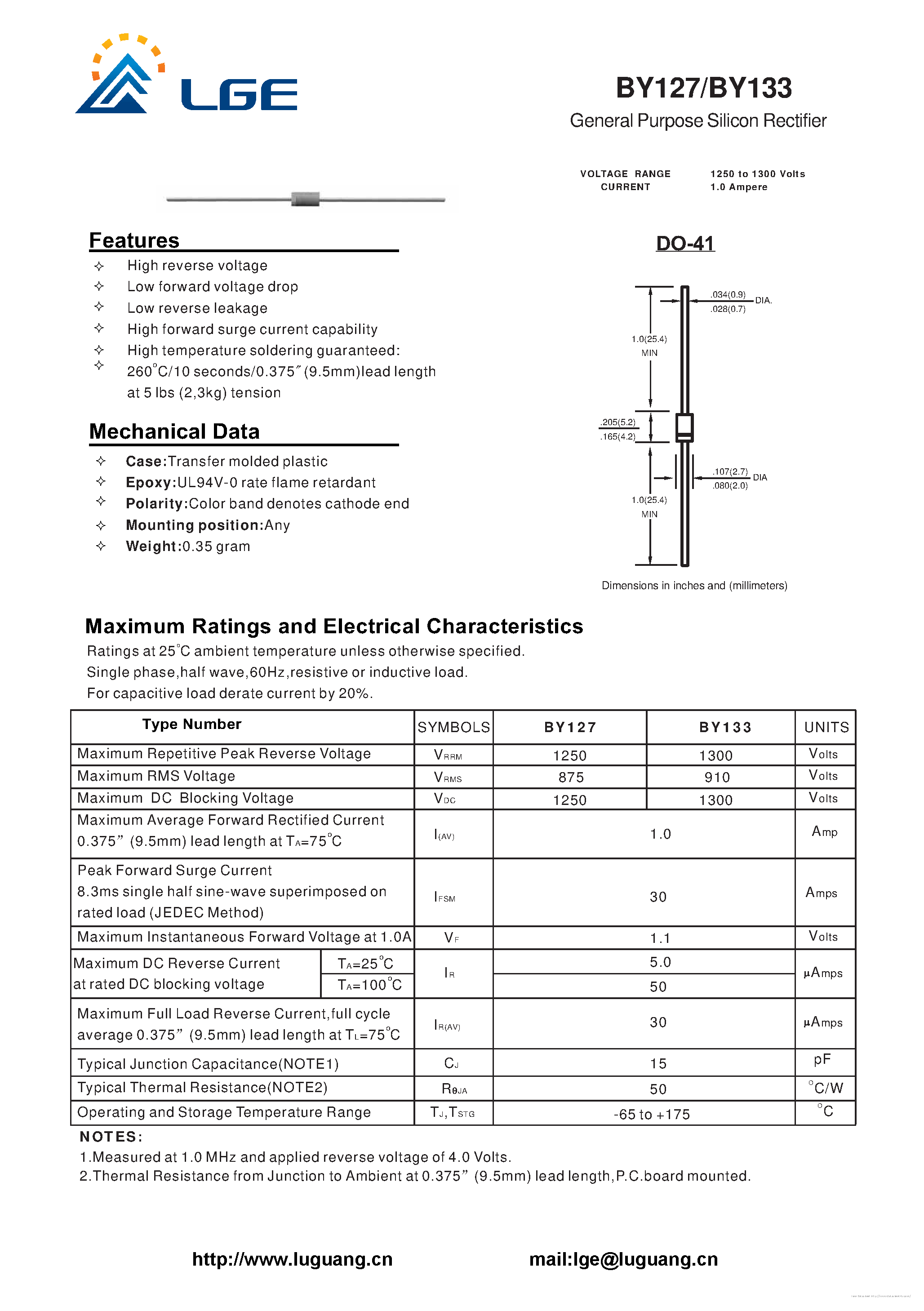 Даташит на микросхему BY127 страница 1 Даташит BY127 - страница 1