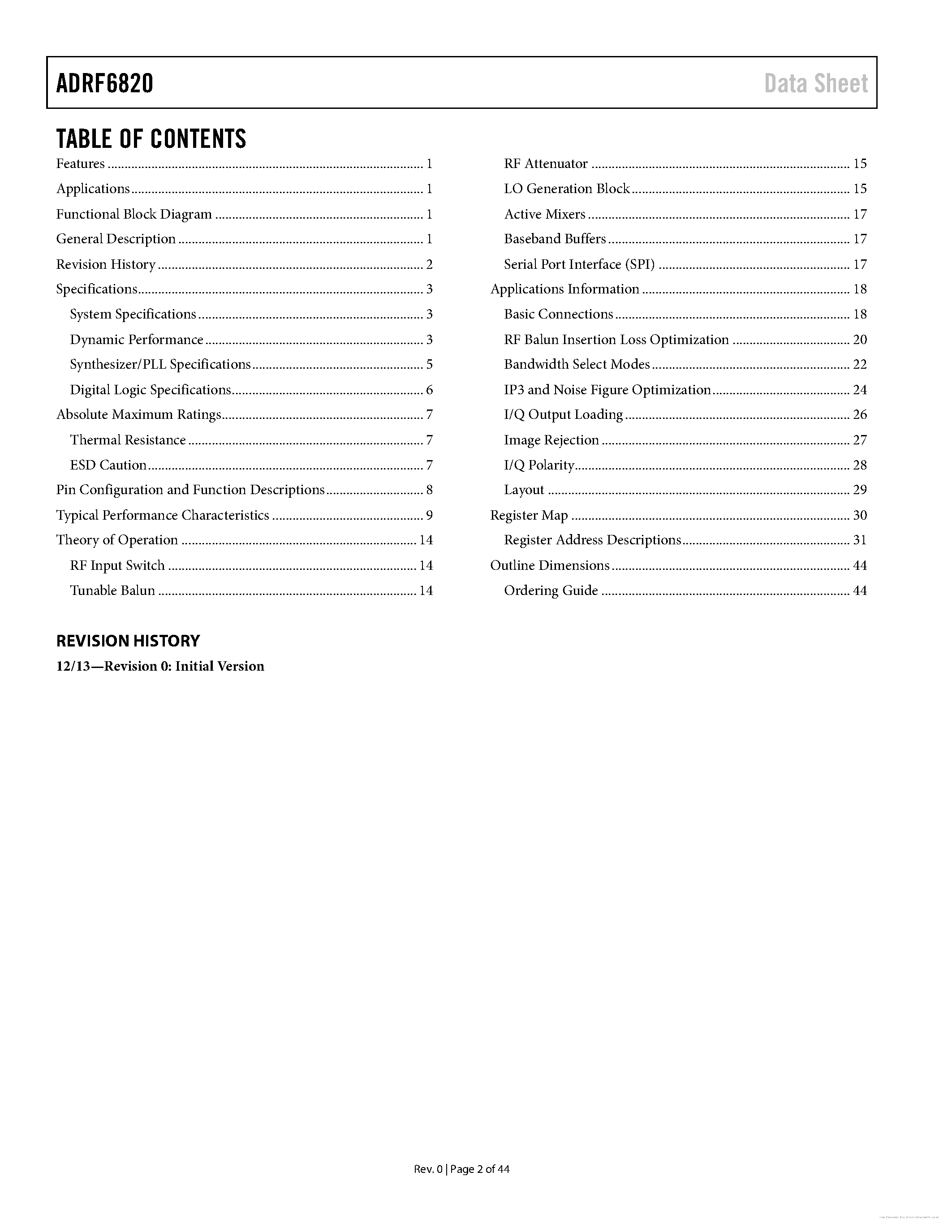 Даташит ADRF6820 - страница 2