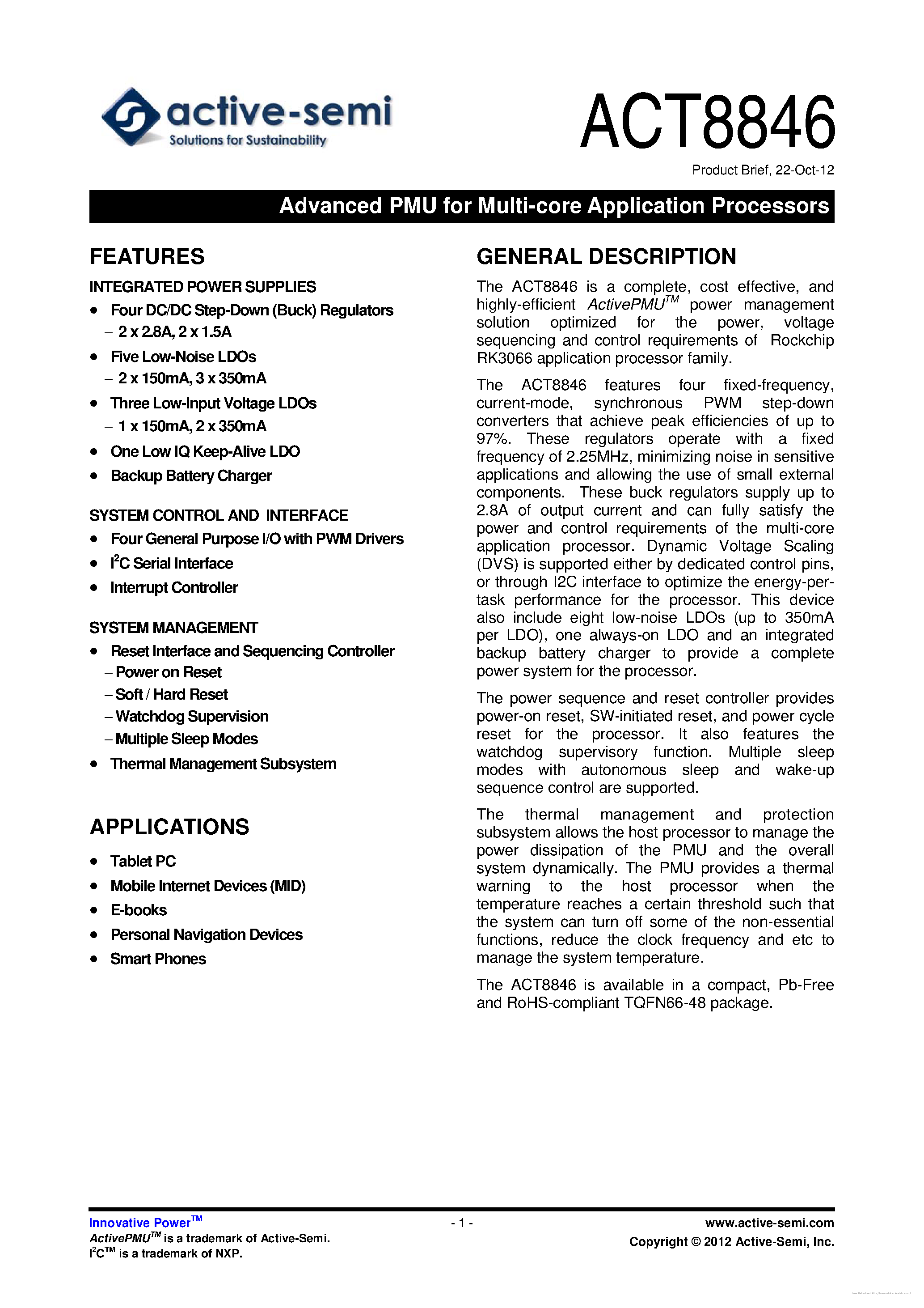 Даташит ACT8846 - страница 1