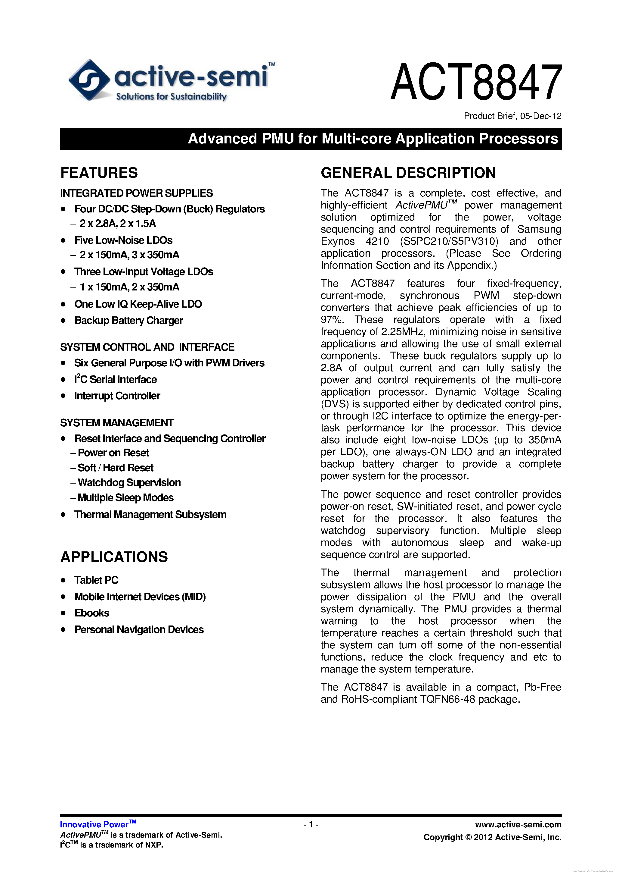 Даташит ACT8847 - страница 1