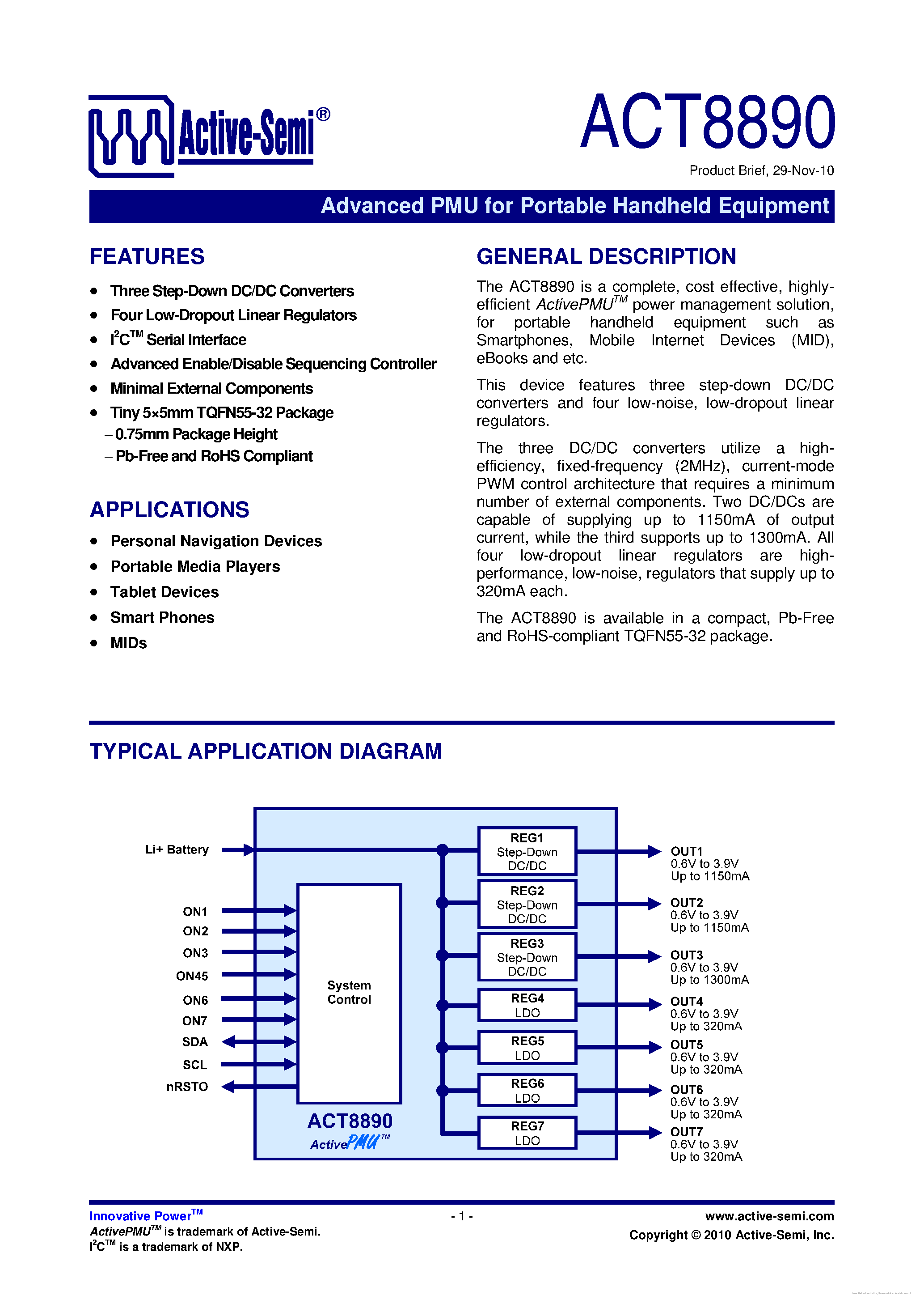 Даташит ACT8890 - страница 1