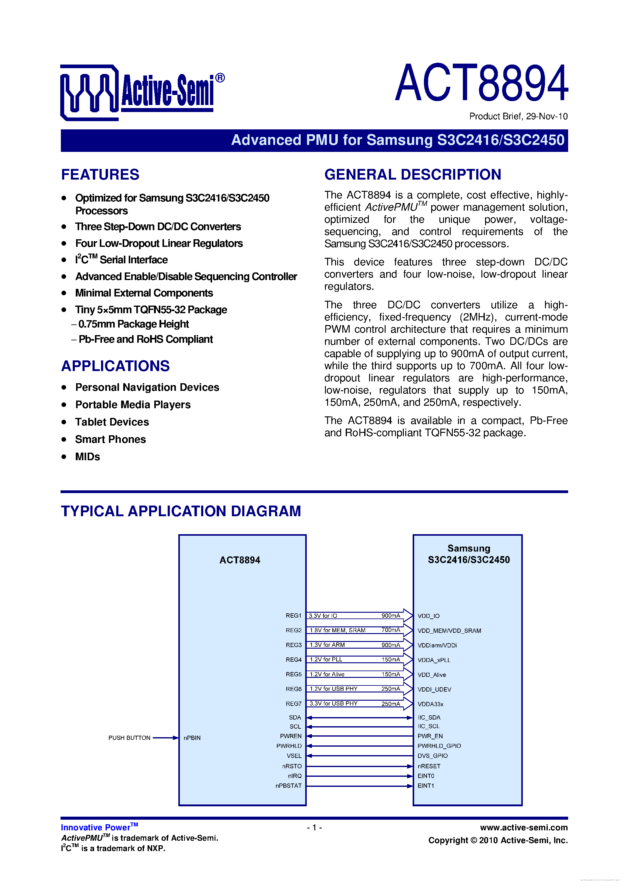 Даташит ACT8894 - страница 1