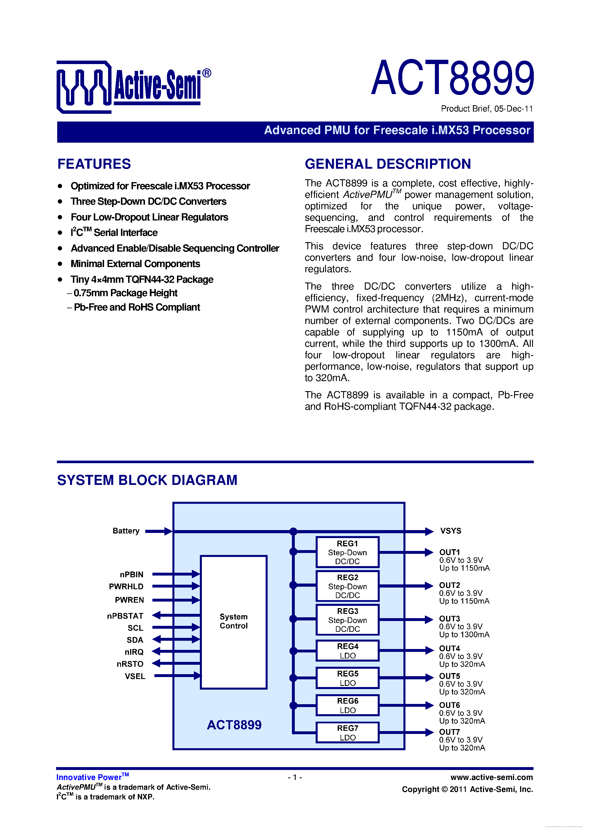Даташит ACT8899 - страница 1