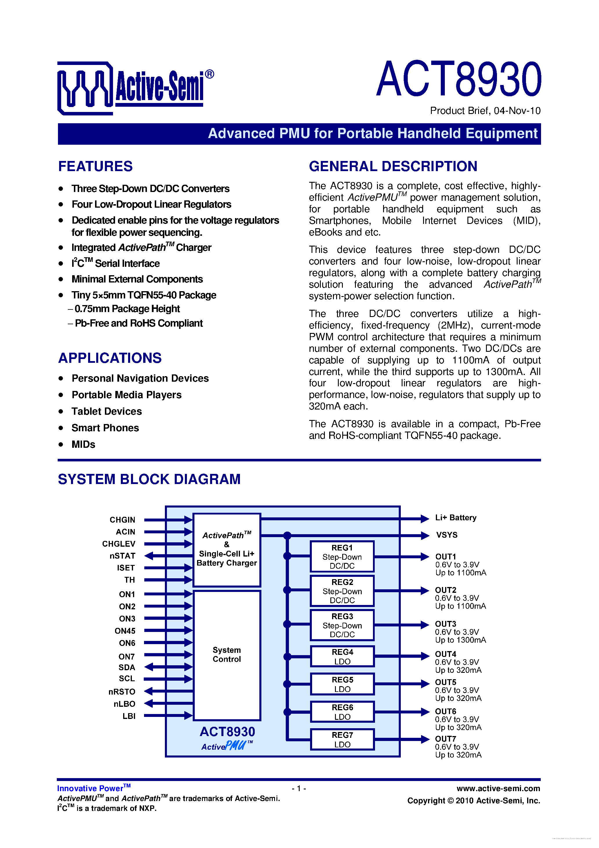 Даташит ACT8930 - страница 1