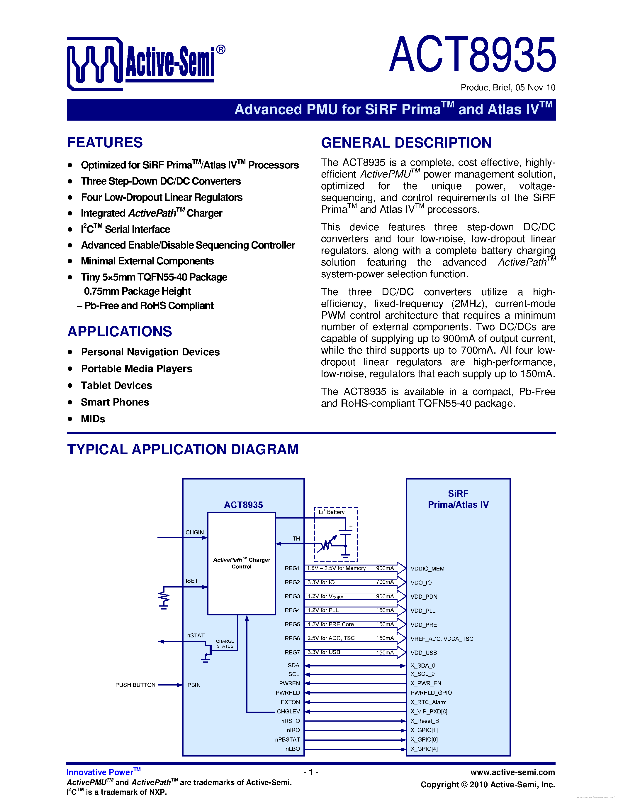 Даташит ACT8935 - страница 1