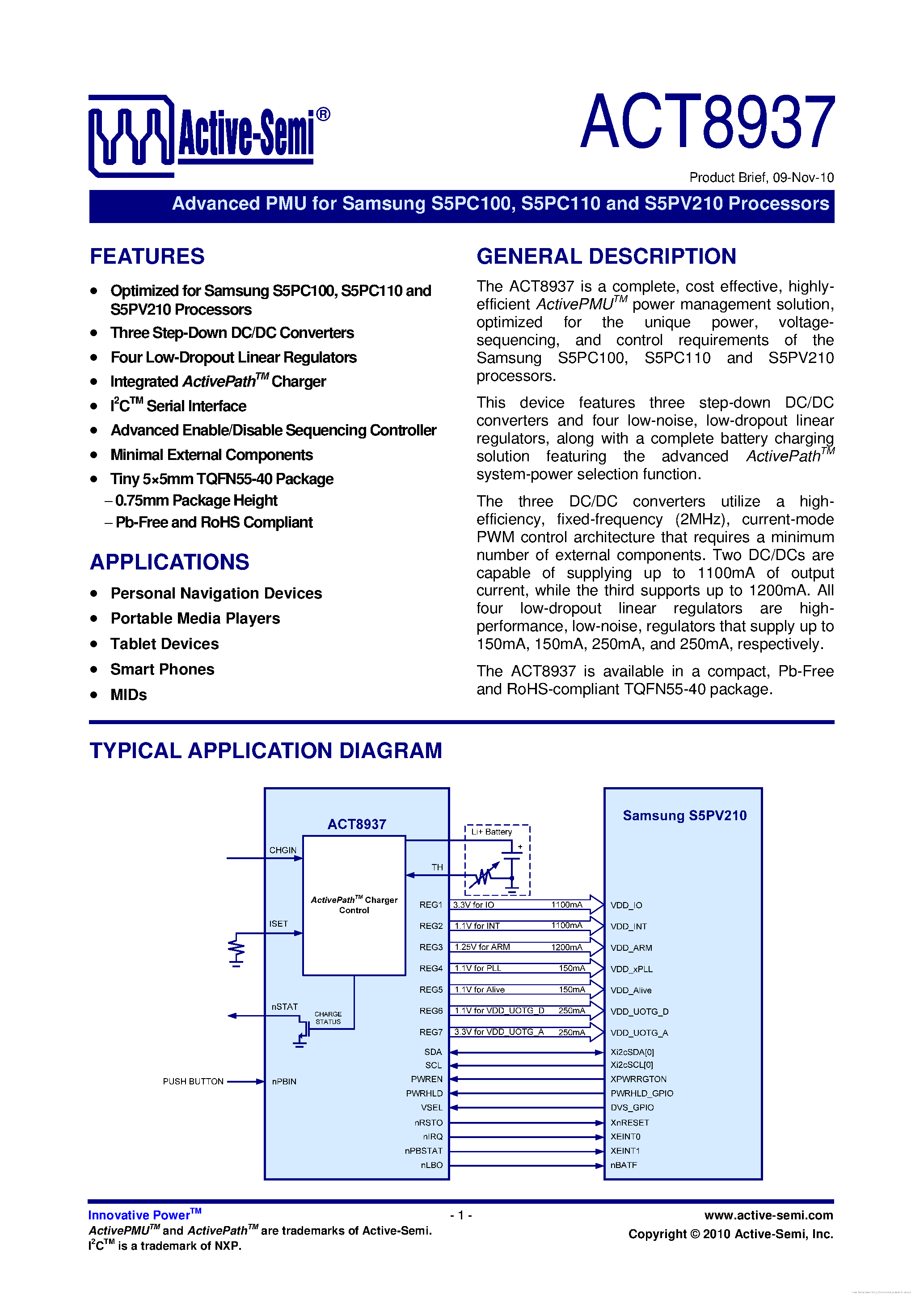 Даташит ACT8937 - страница 1