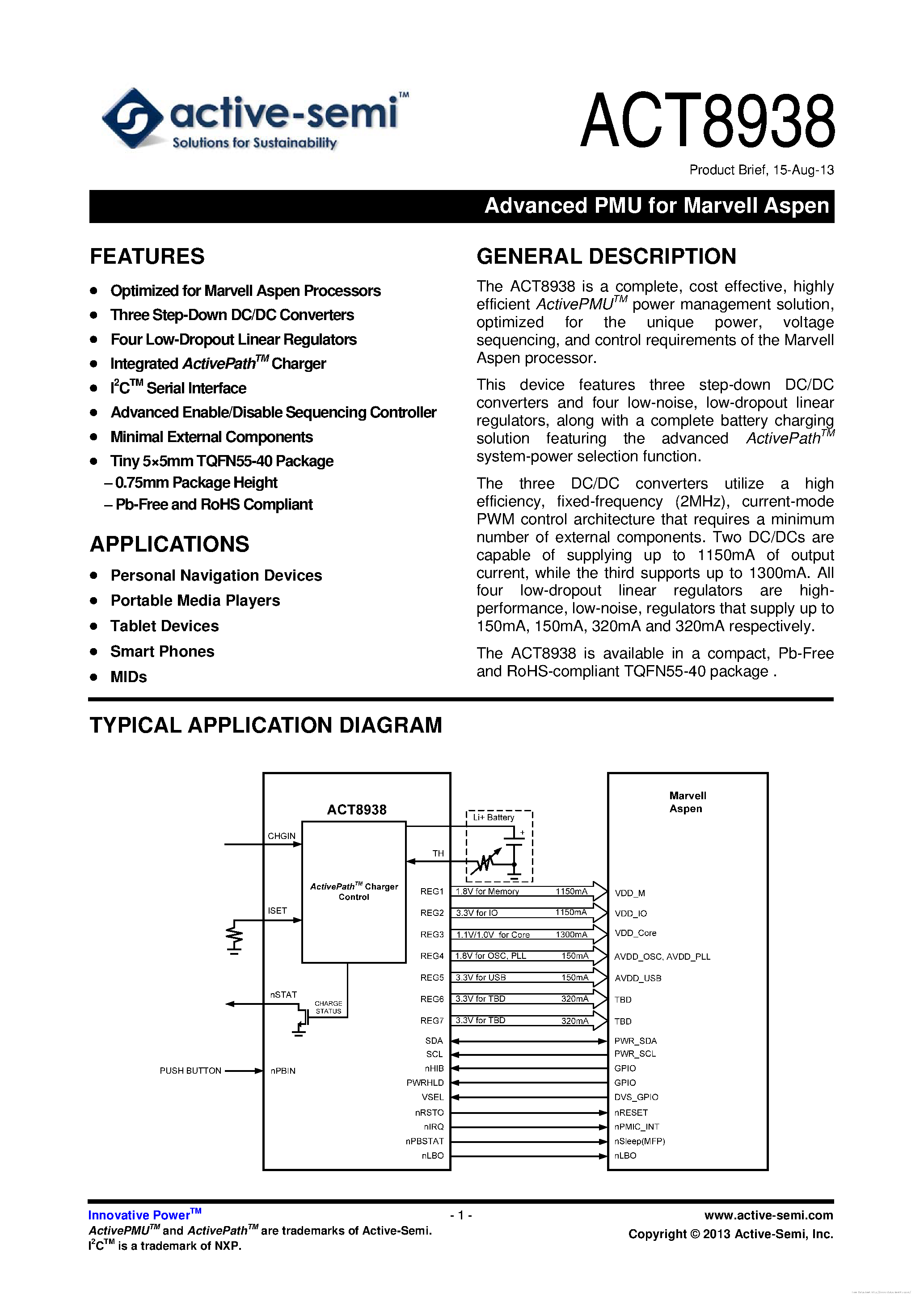 Даташит ACT8938 - страница 1