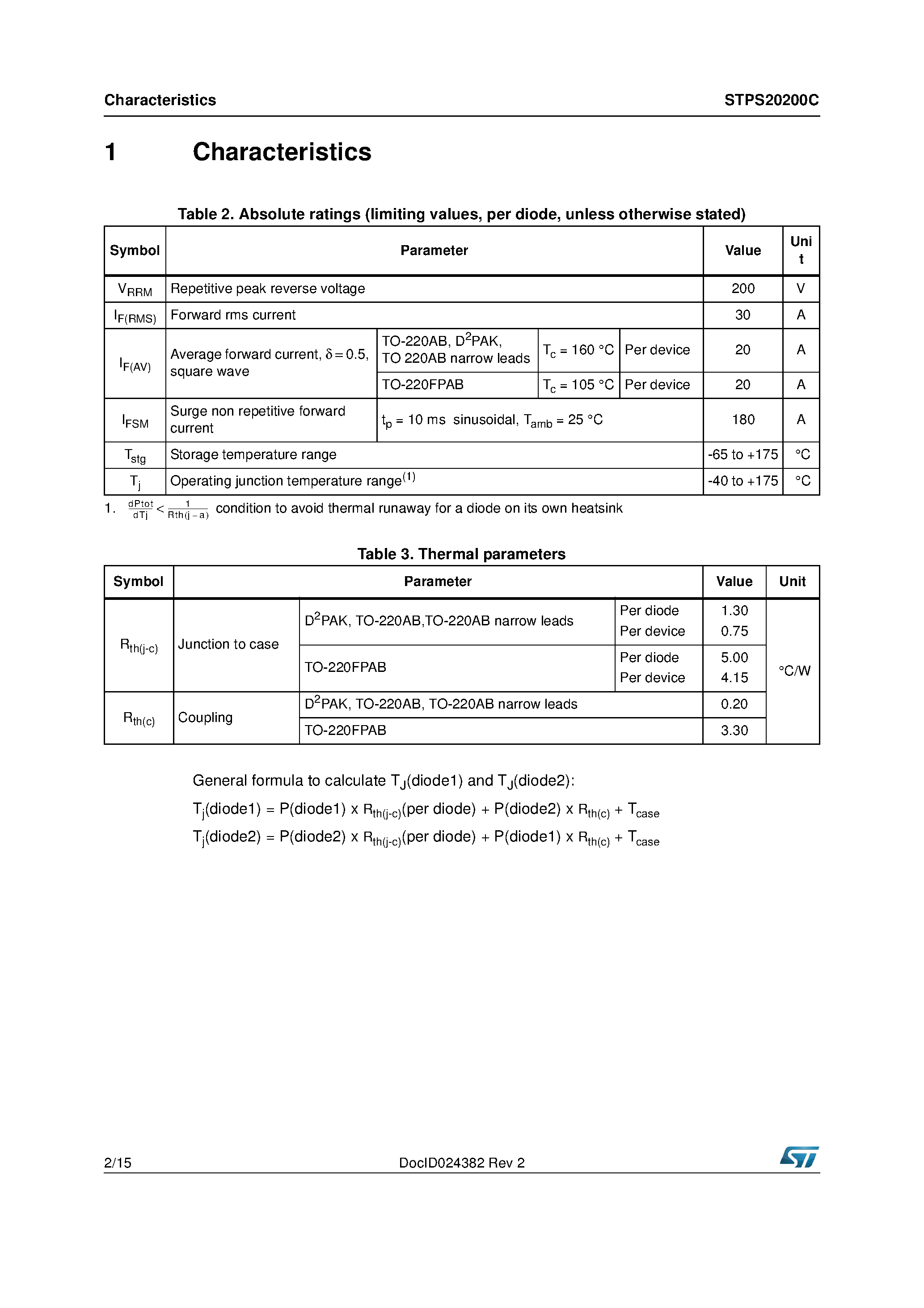 Datasheet STPS20200C - page 2