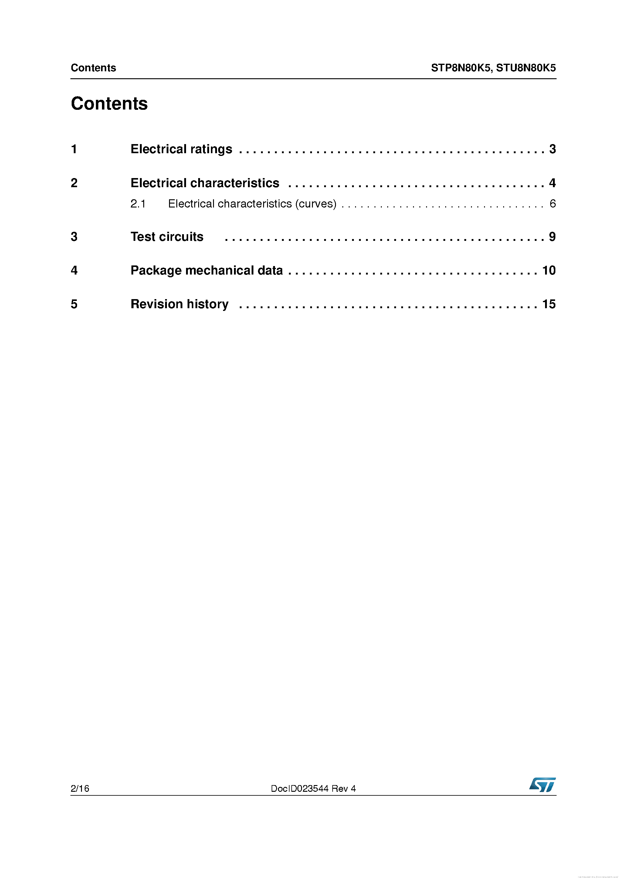 Datasheet STP8N80K5 - page 2