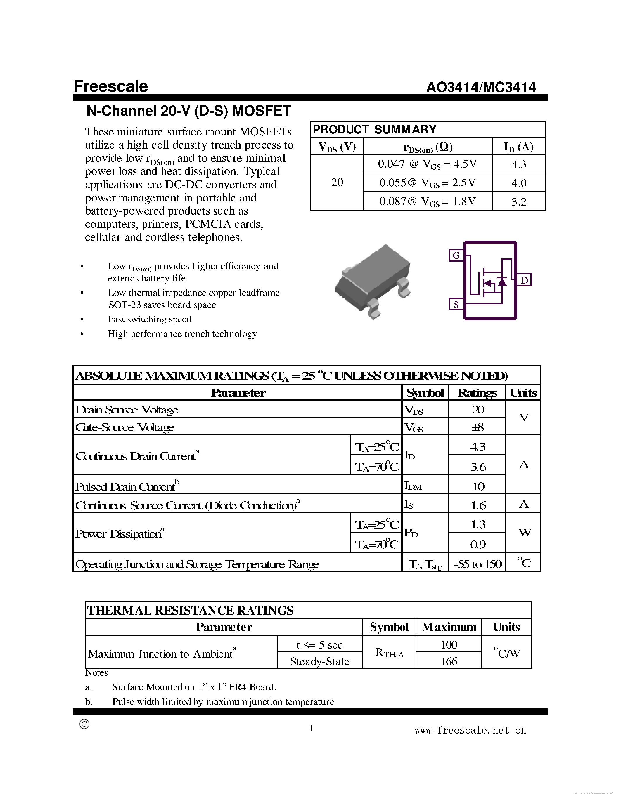 Datasheet MC3414 page 1 Datasheet MC3414 - page 1