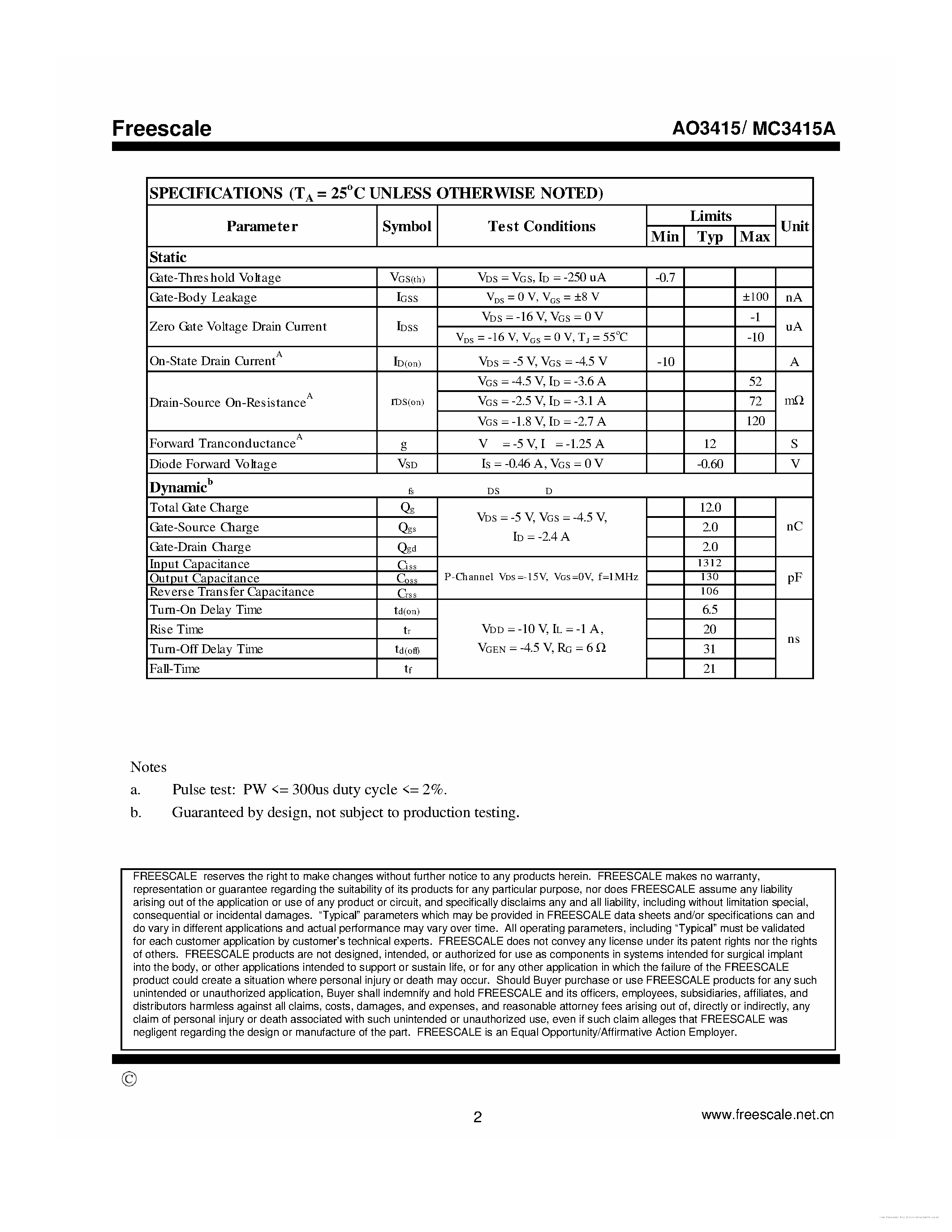Datasheet MC3415A - page 2