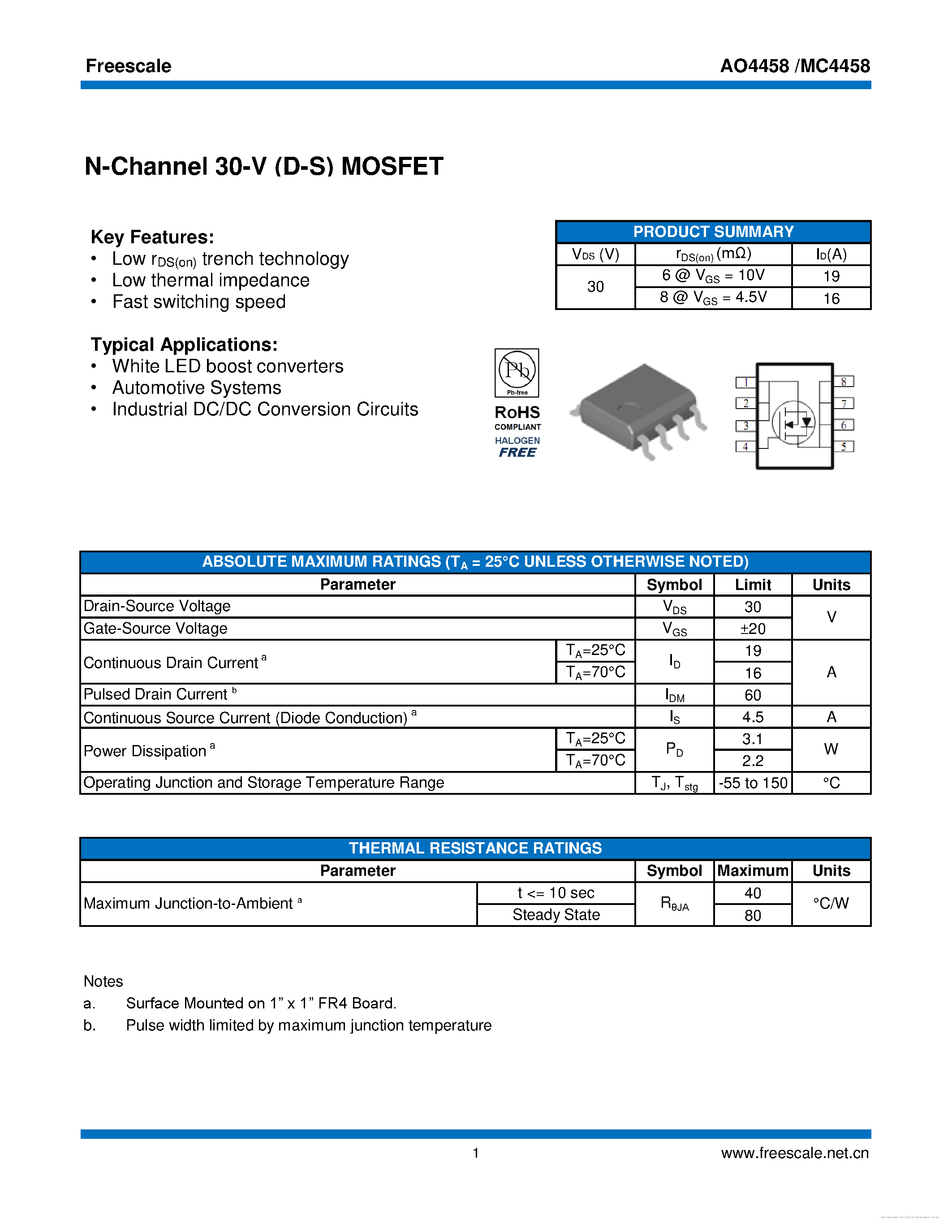 Даташит на микросхему MC4458 страница 1 Даташит MC4458 - страница 1