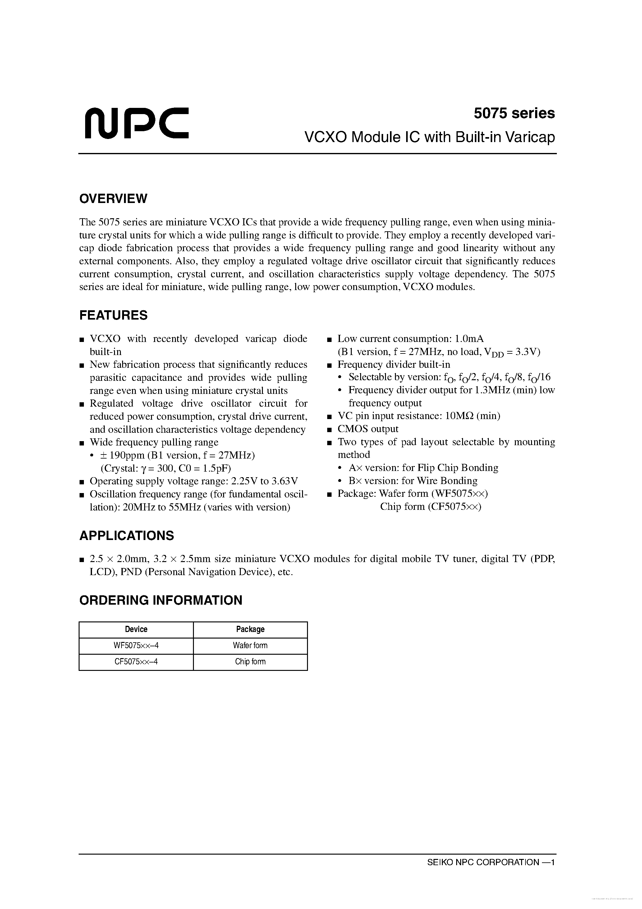 Datasheet WF5075xx-4 - page 1