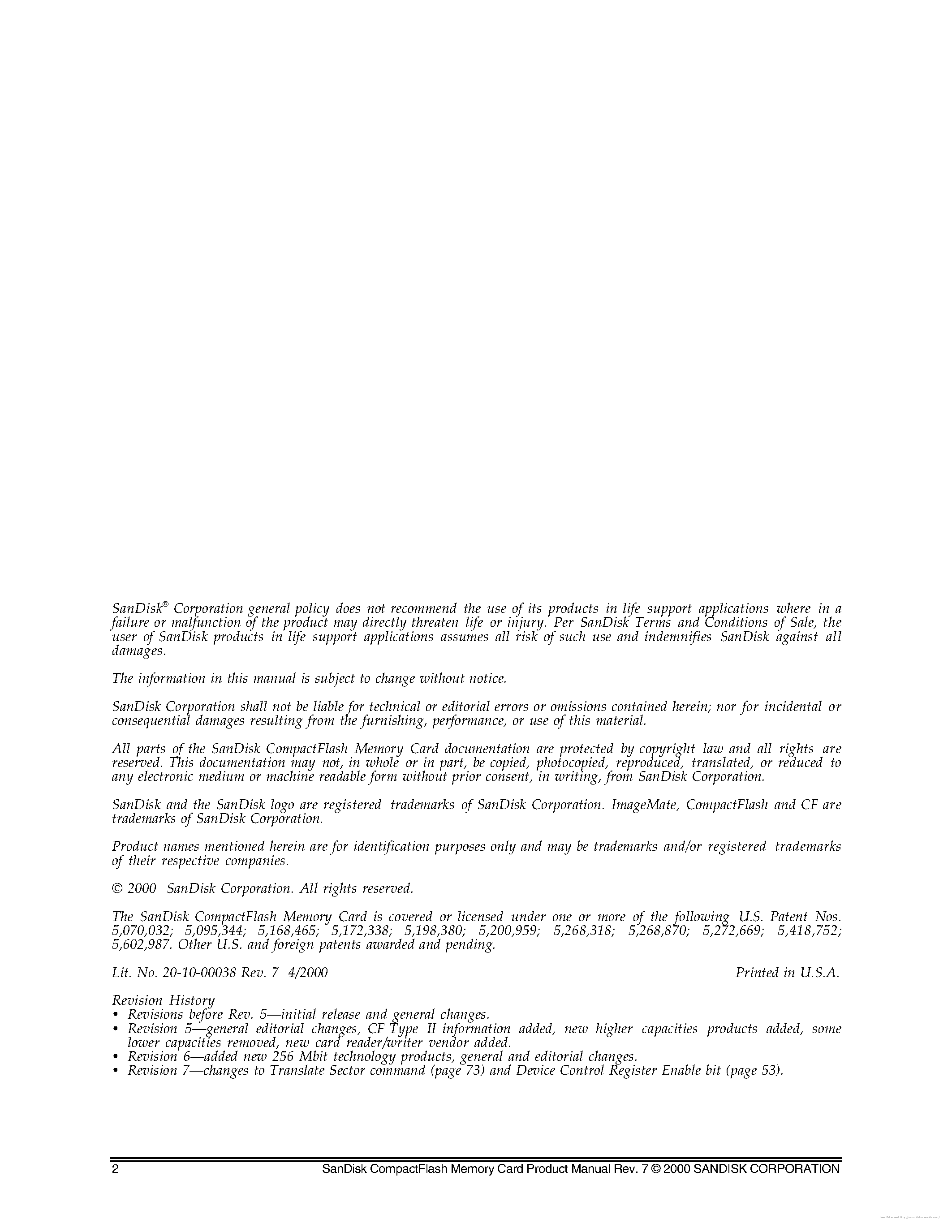 Datasheet SDCF2B-256 - page 2