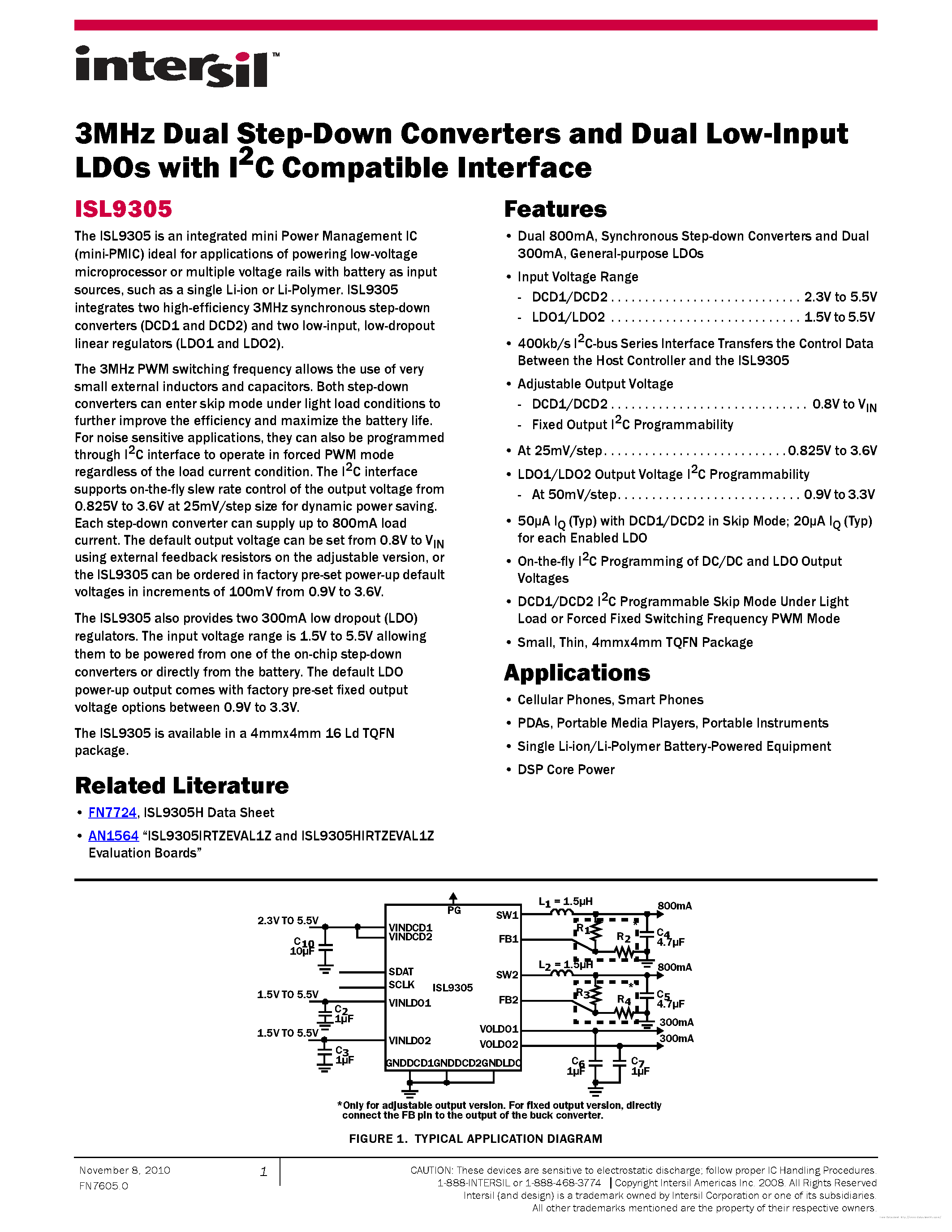 Datasheet ISL9305 - page 1